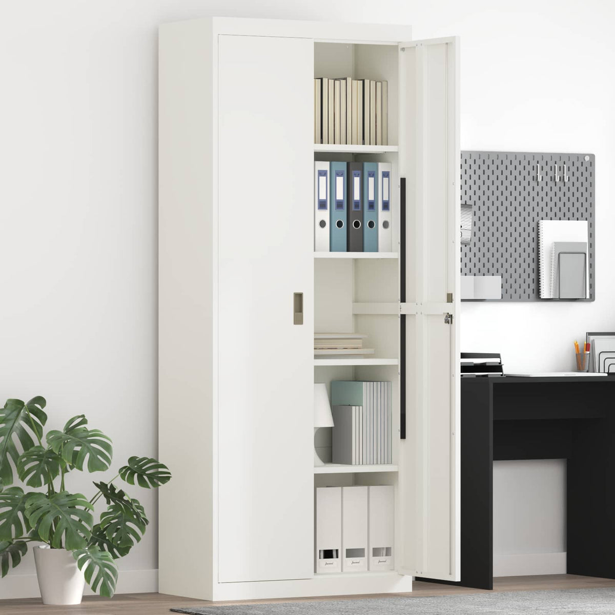 Storage Cabinet White 80 x 40 x200 cm Steel