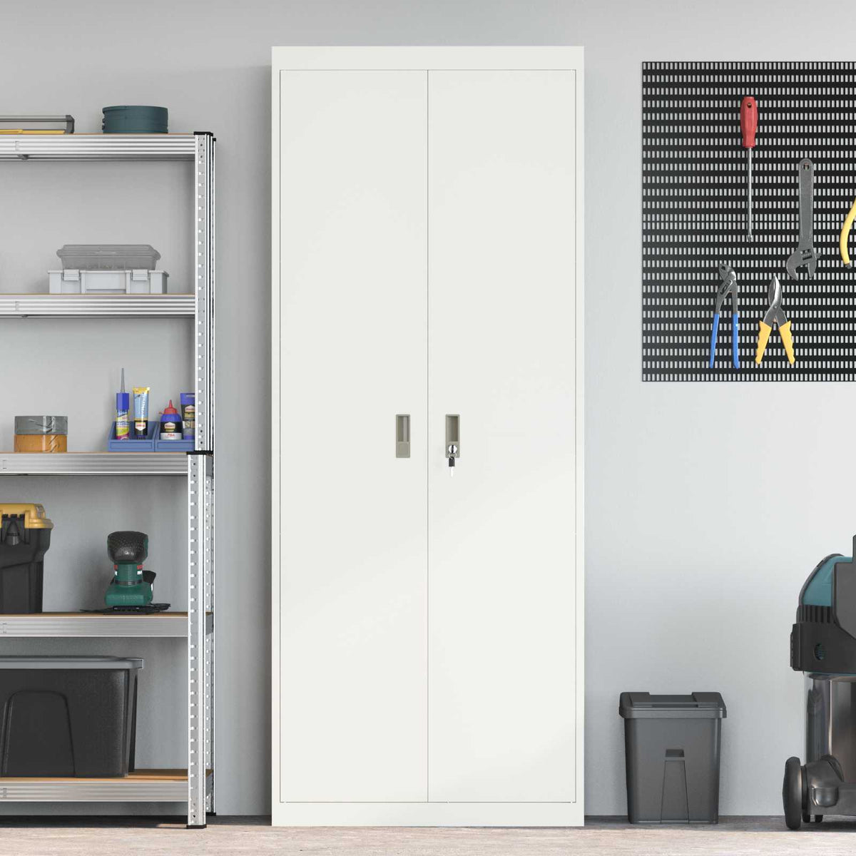 Storage Cabinet White 80 x 40 x200 cm Steel