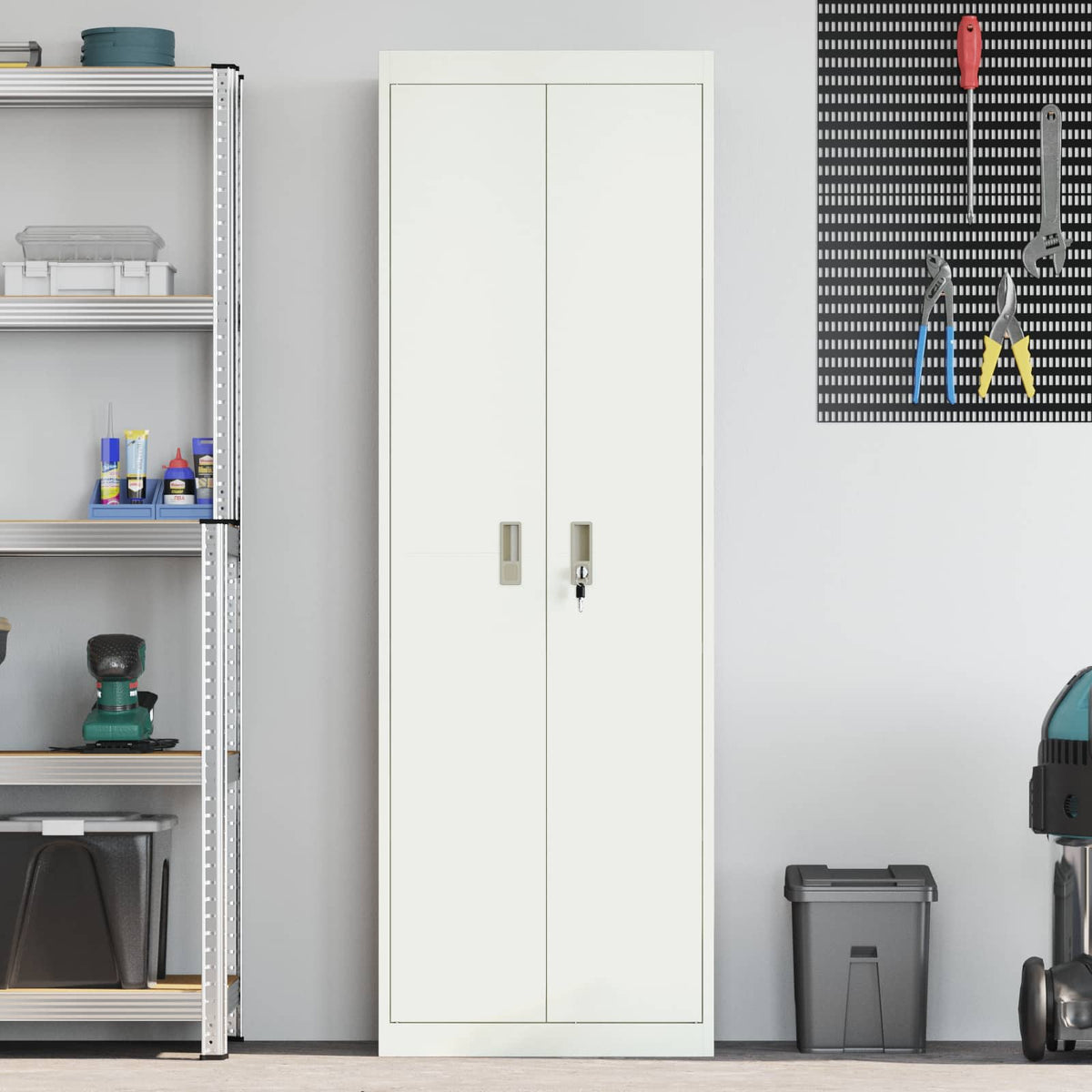 Storage Cabinet White 60 x 40 x180 cm Steel