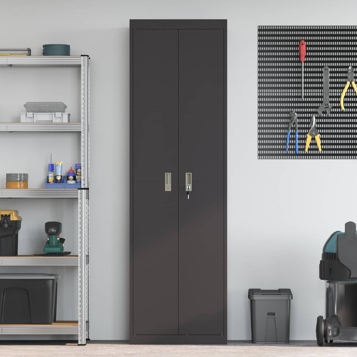 Storage Cabinet Black 60 x 40 x200 cm Steel
