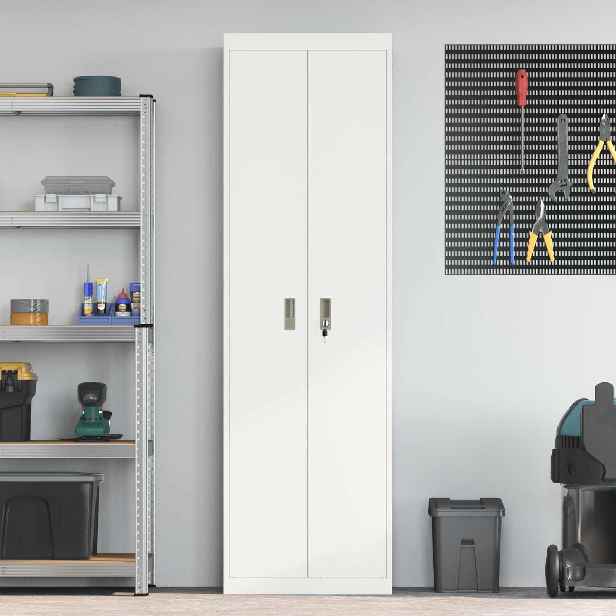 Storage Cabinet White 60 x 40 x200 cm Steel