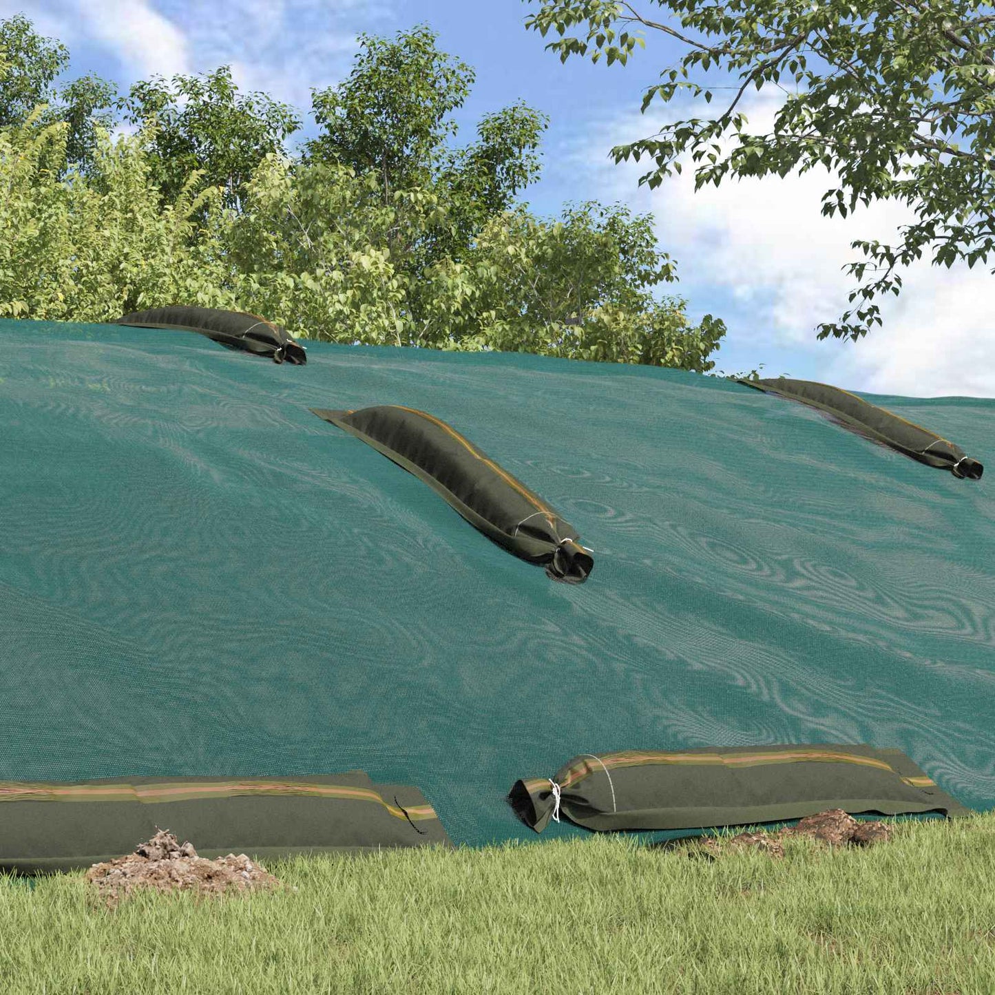 Sandbags 25 pcs Dark Green 100 x 25 cm HDPE