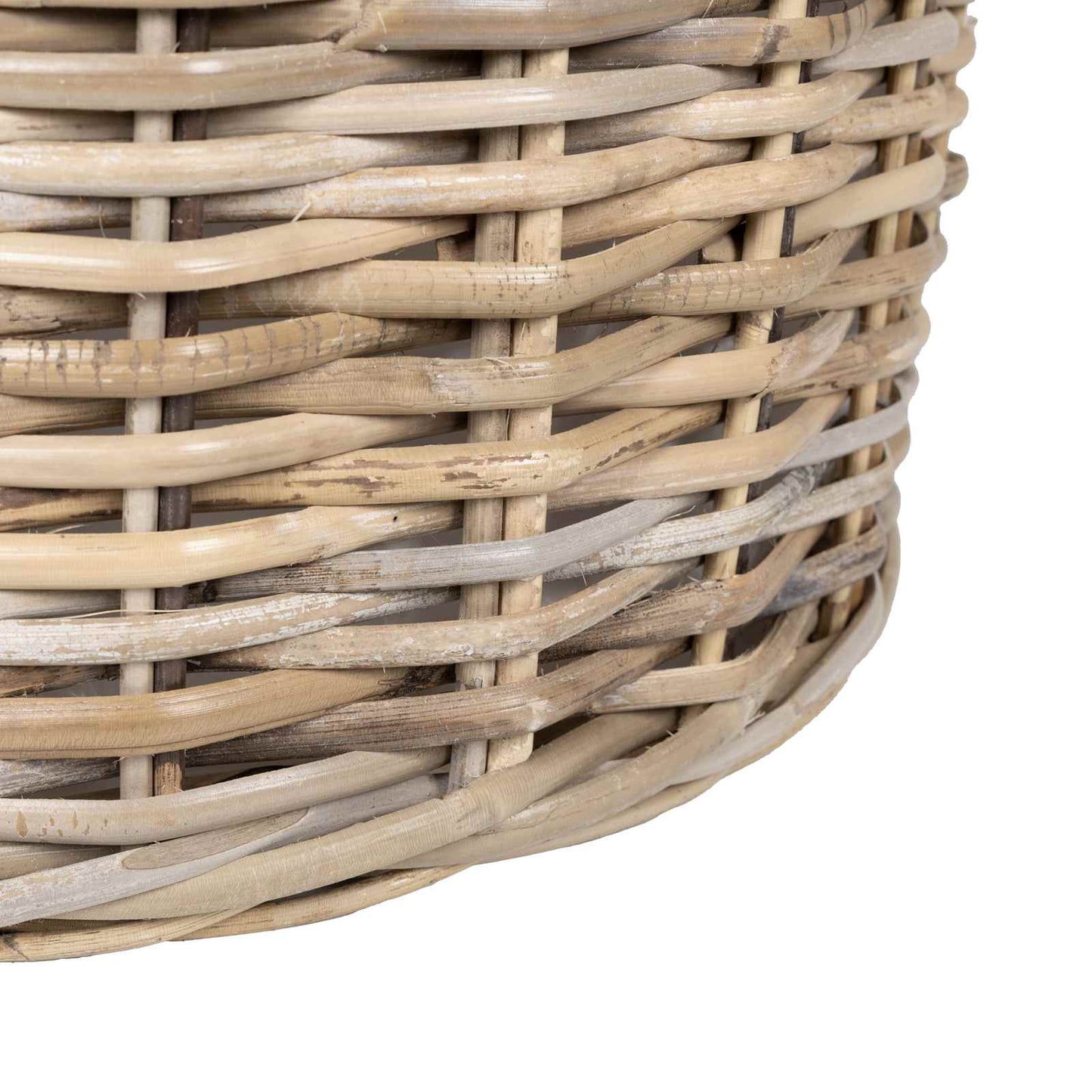 Planter Basket with Storage 2 pcs Natural Grey Kubu Rattan