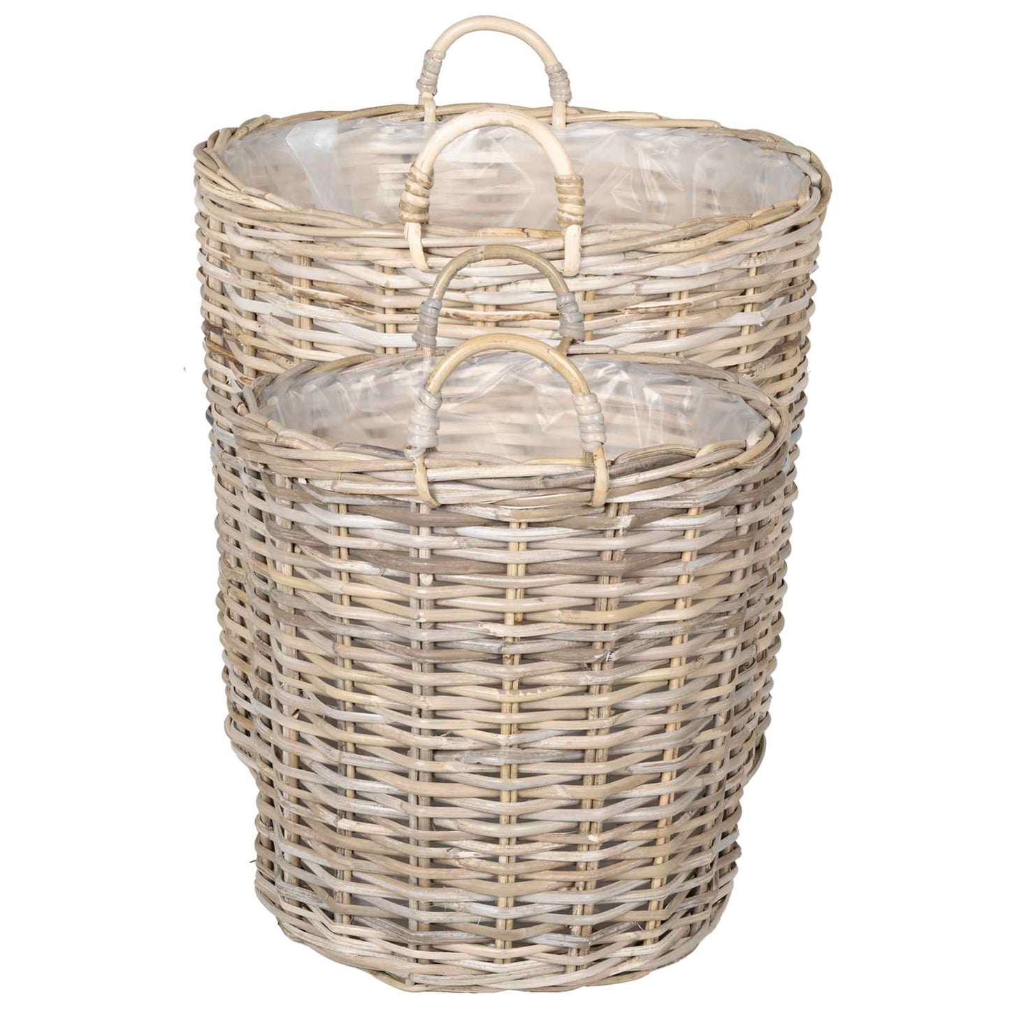 Planter Basket with Storage 2 pcs Natural Grey Kubu Rattan