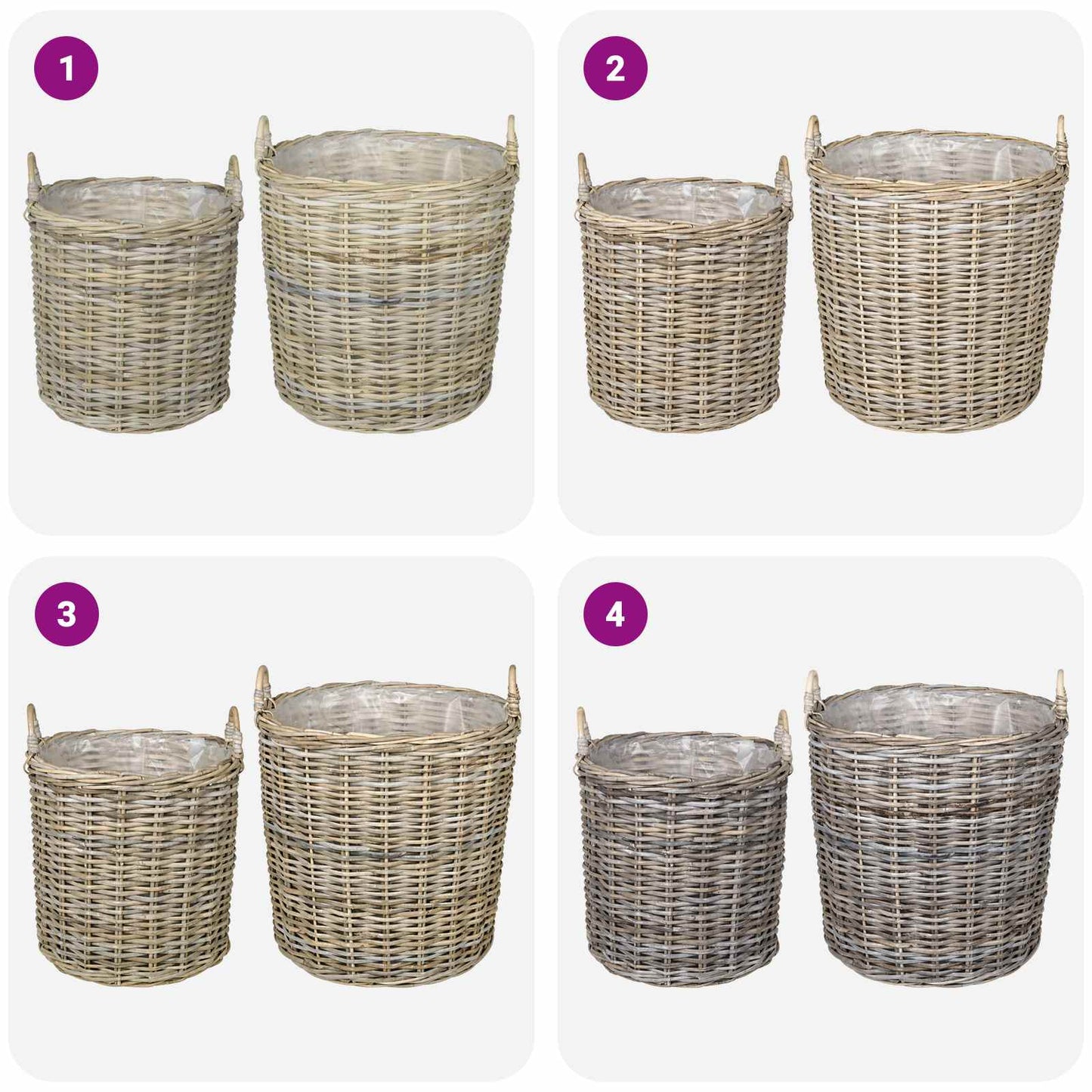 Planter Basket GENDT 2 pcs Natural Grey Kubu Rattan
