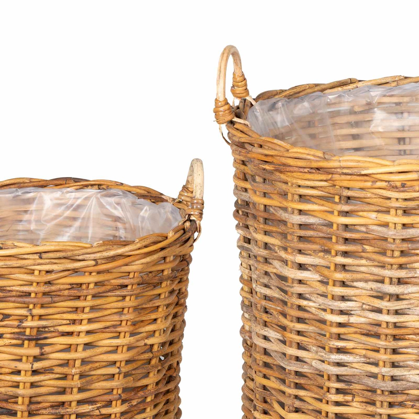 Planter Basket with Storage 2 pcs Natural Brown Kubu Rattan