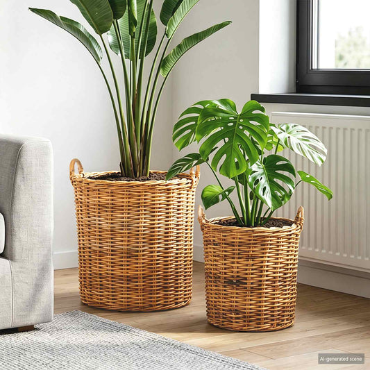 Planter Basket GENDT 2 pcs Natural Brown Kubu Rattan