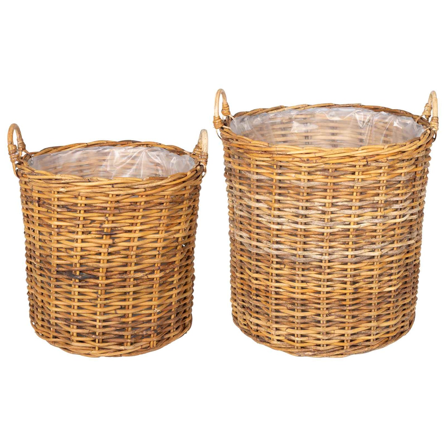 Planter Basket with Storage 2 pcs Natural Brown Kubu Rattan