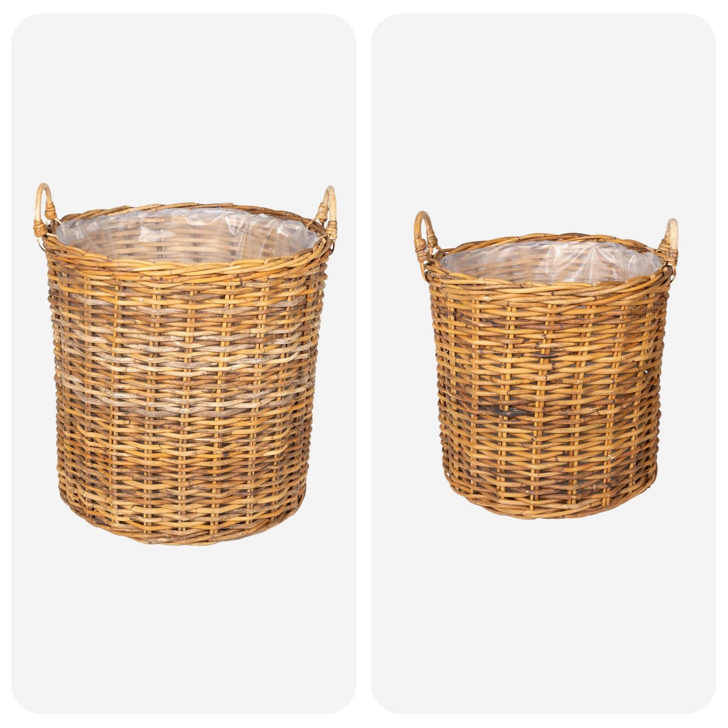 Planter Basket with Storage 2 pcs Natural Brown Kubu Rattan