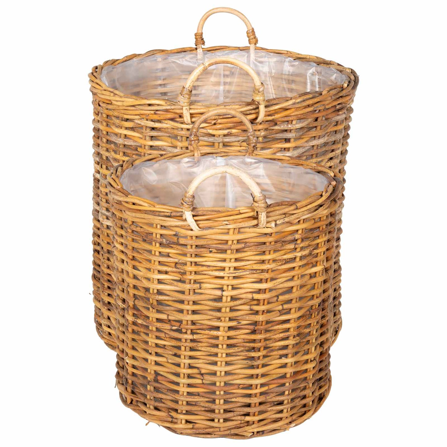 Planter Basket with Storage 2 pcs Natural Brown Kubu Rattan