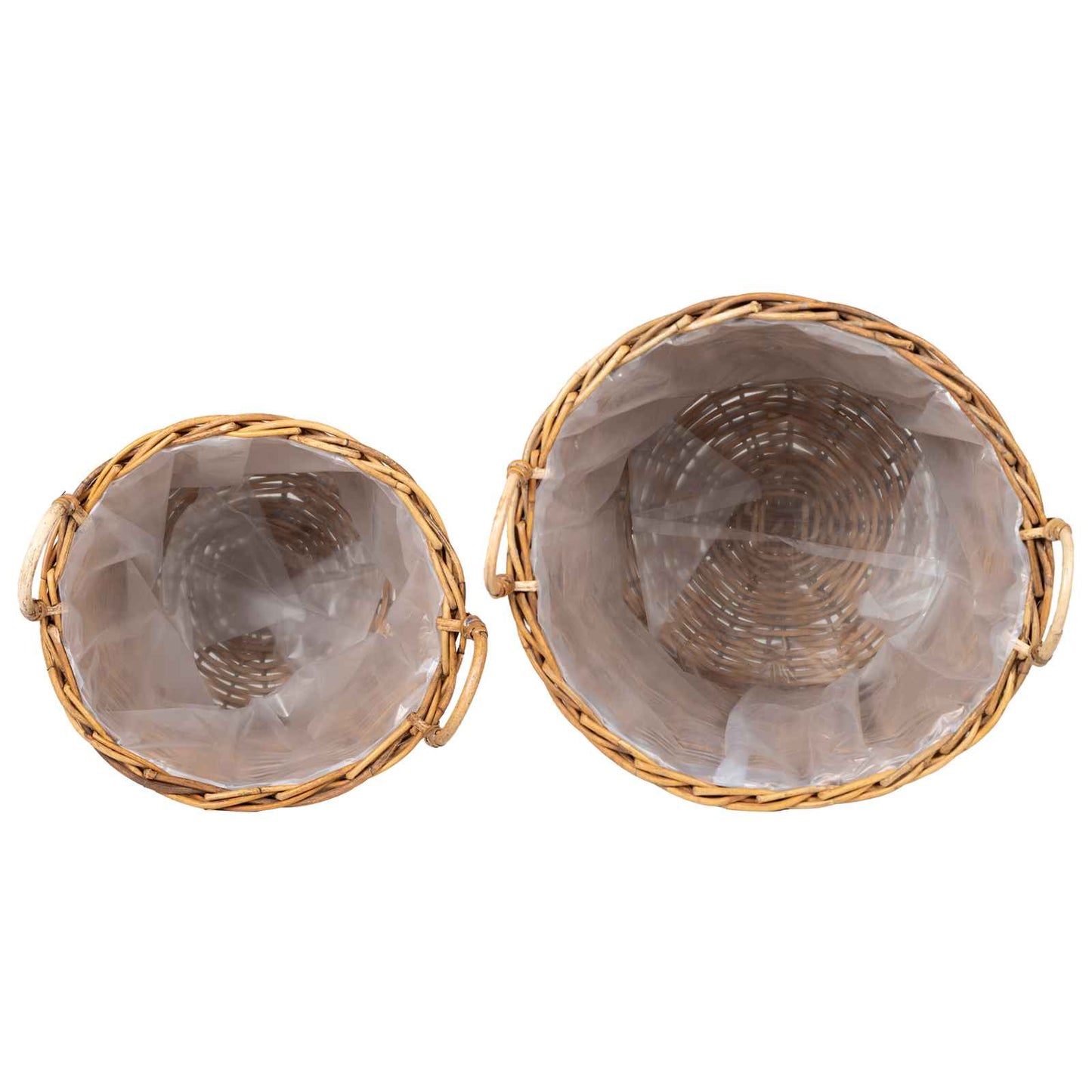 Planter Basket with Storage 2 pcs Natural Brown Kubu Rattan