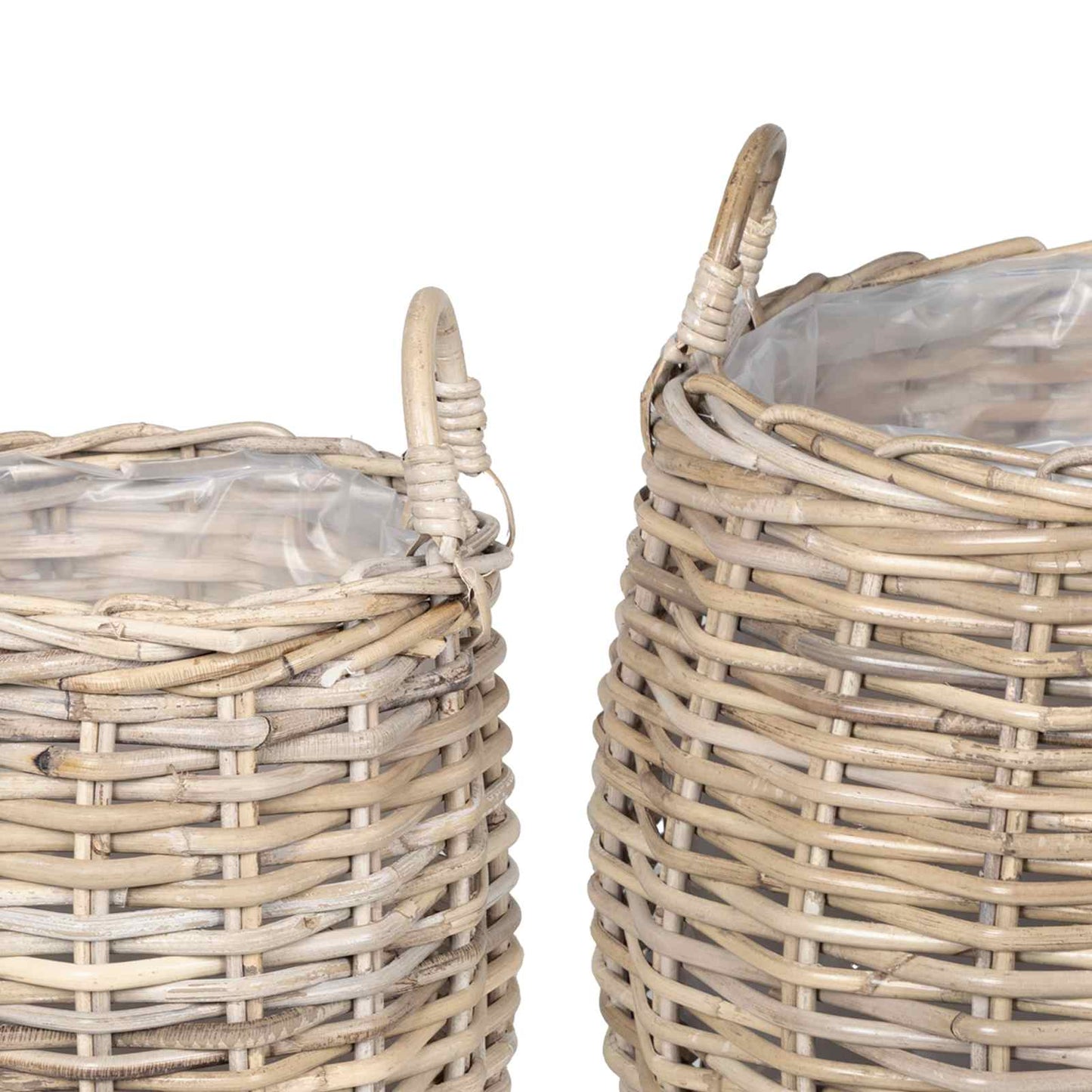 Planter Basket with Storage 2 pcs Natural Grey Kubu Rattan