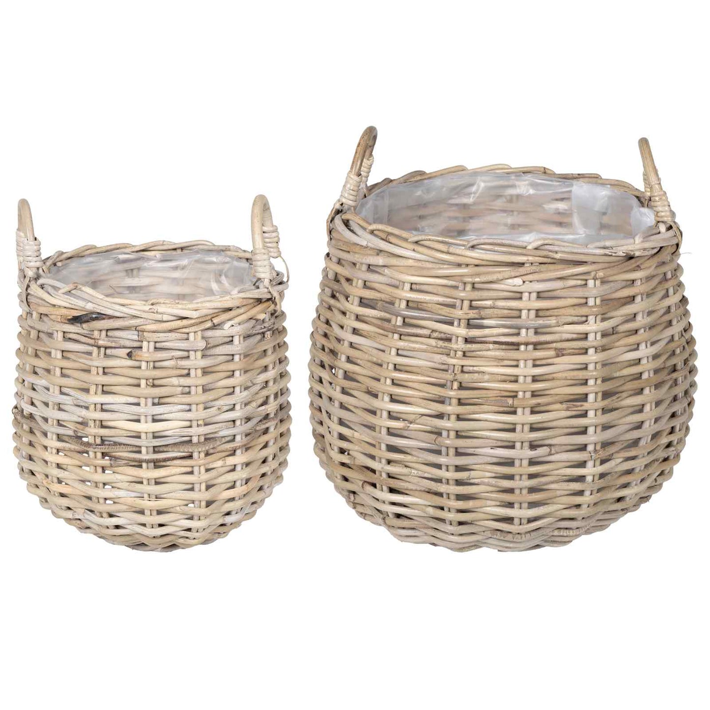 Planter Basket with Storage 2 pcs Natural Grey Kubu Rattan