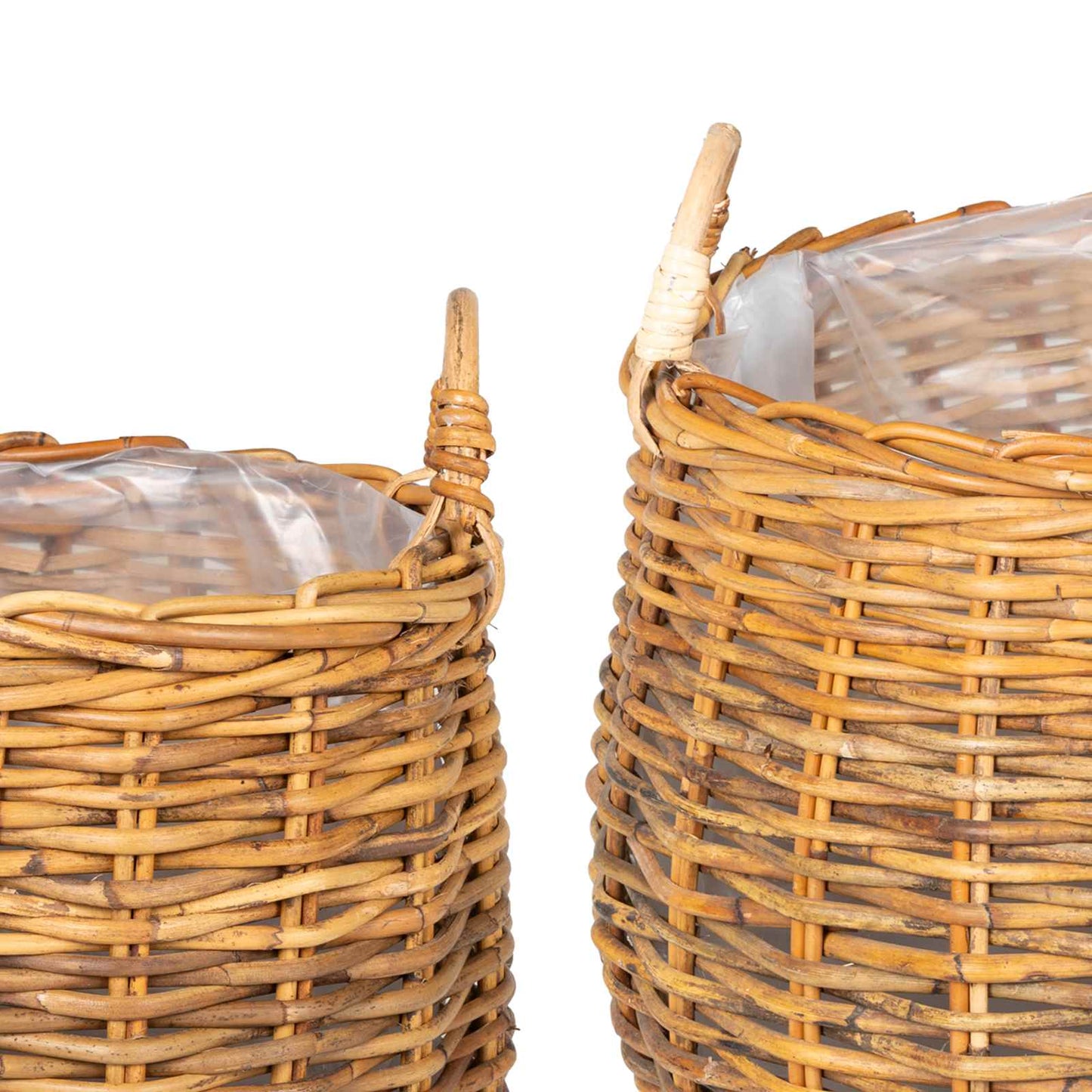 Planter Basket with Storage 2 pcs Natural Brown Kubu Rattan