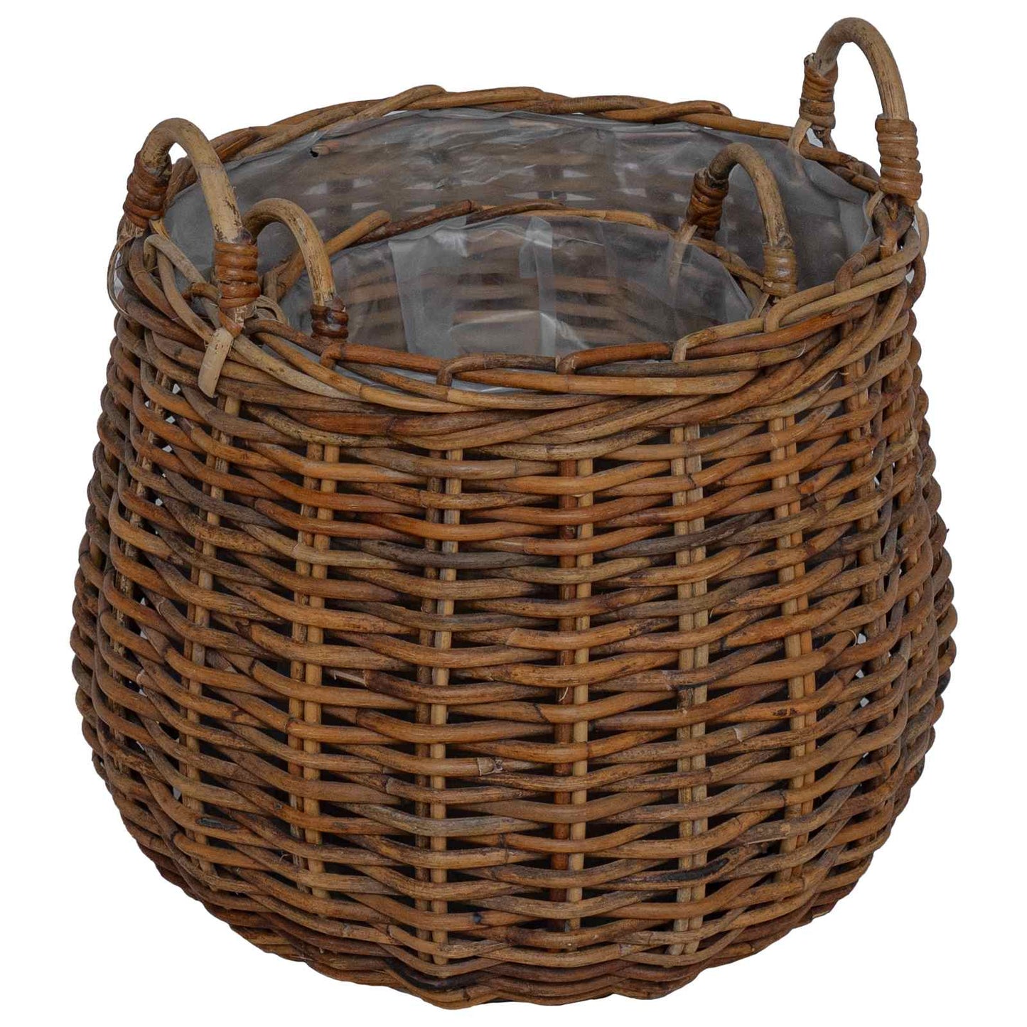 Planter Basket with Storage 2 pcs Brown Lacak Rattan