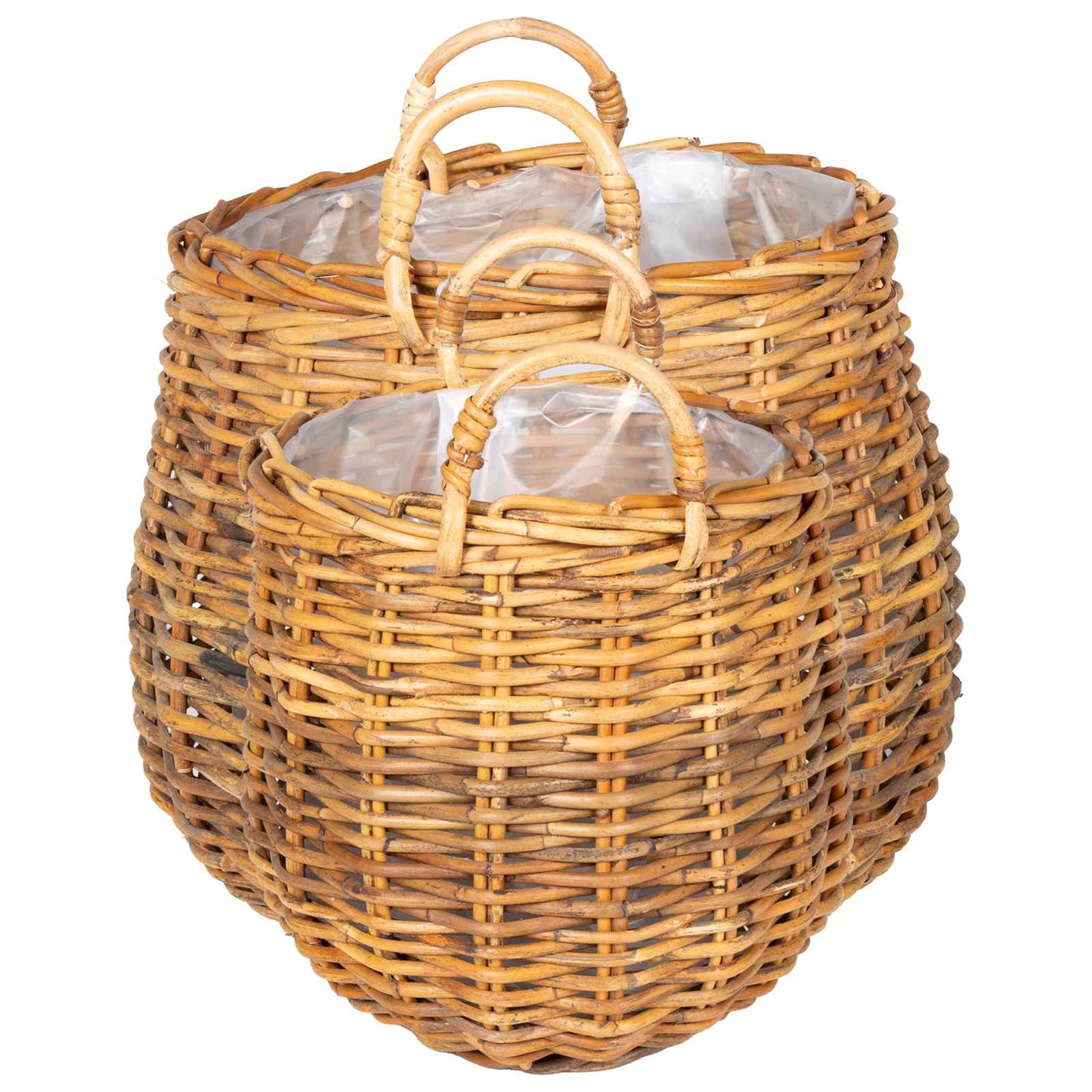 Planter Basket with Storage 2 pcs Natural Brown Kubu Rattan