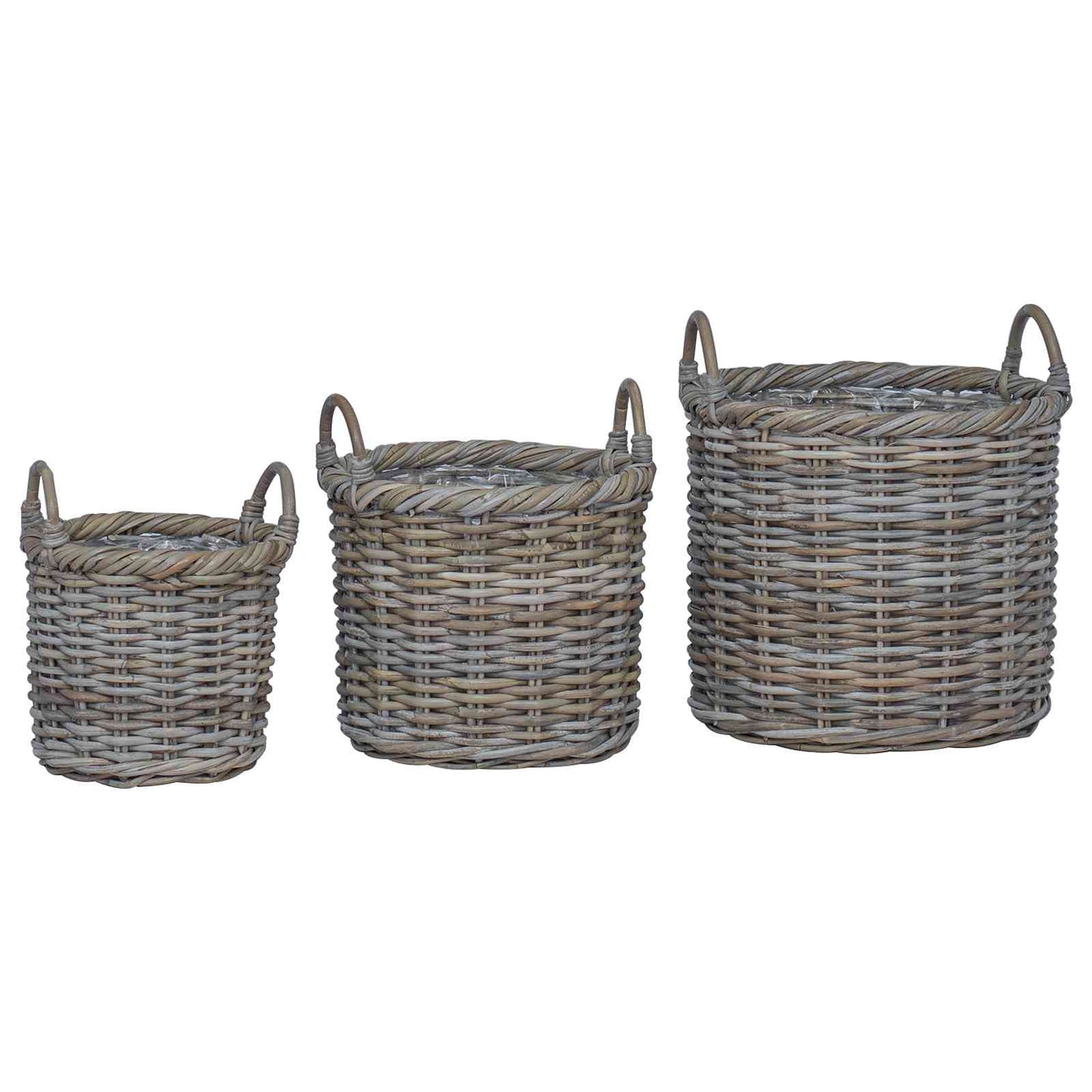 Planter Basket with Storage 3 pcs Kubu Grey Kubu Rattan