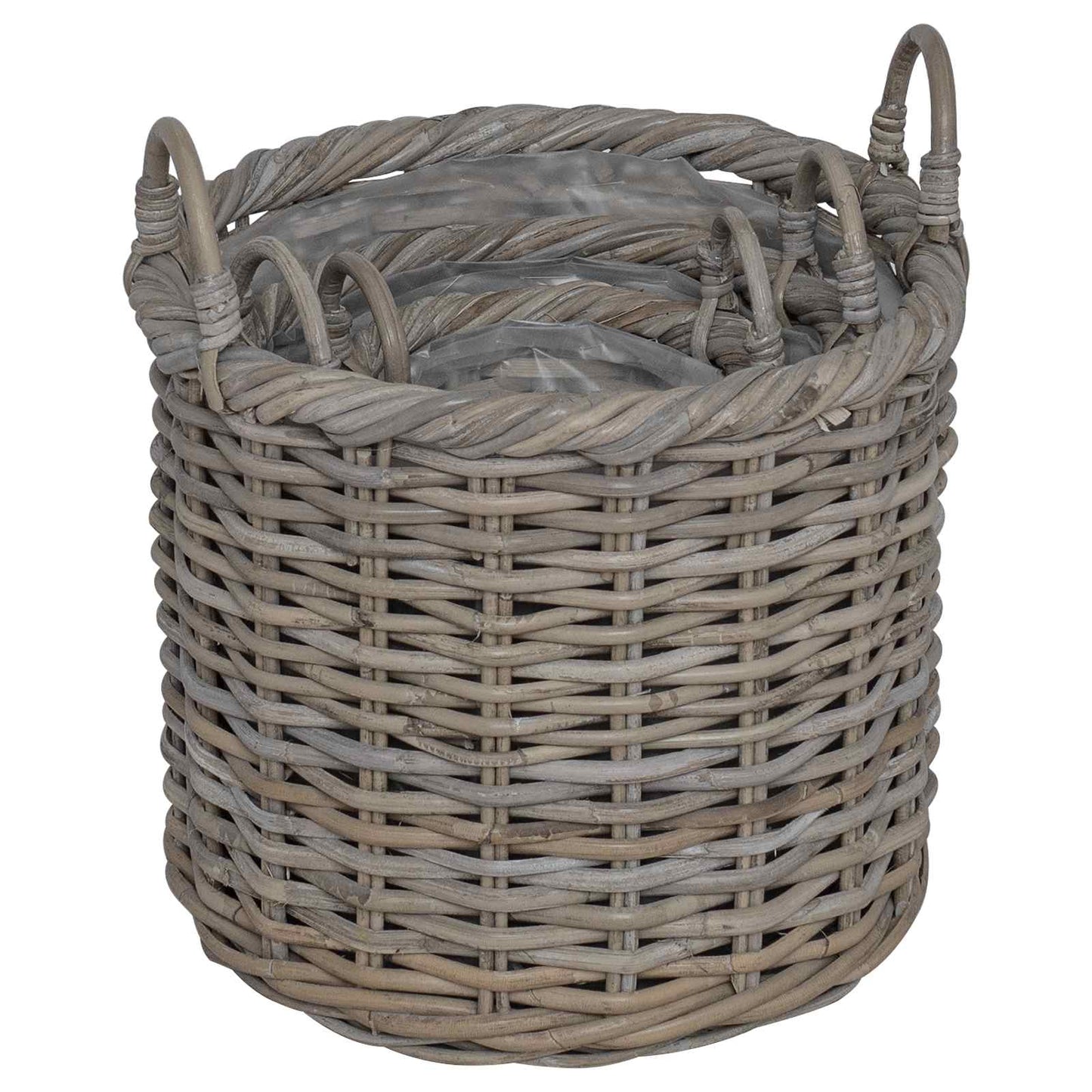Planter Basket with Storage 3 pcs Kubu Grey Kubu Rattan