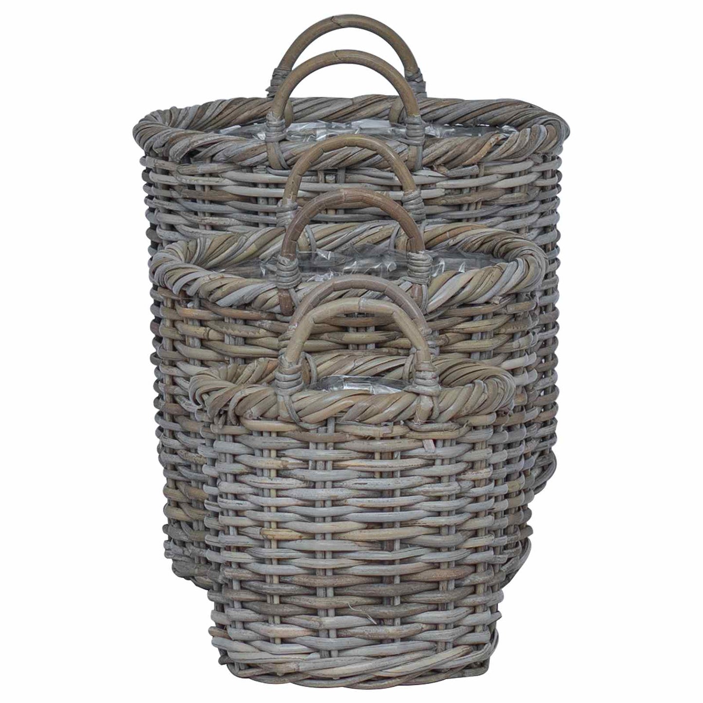Planter Basket with Storage 3 pcs Kubu Grey Kubu Rattan
