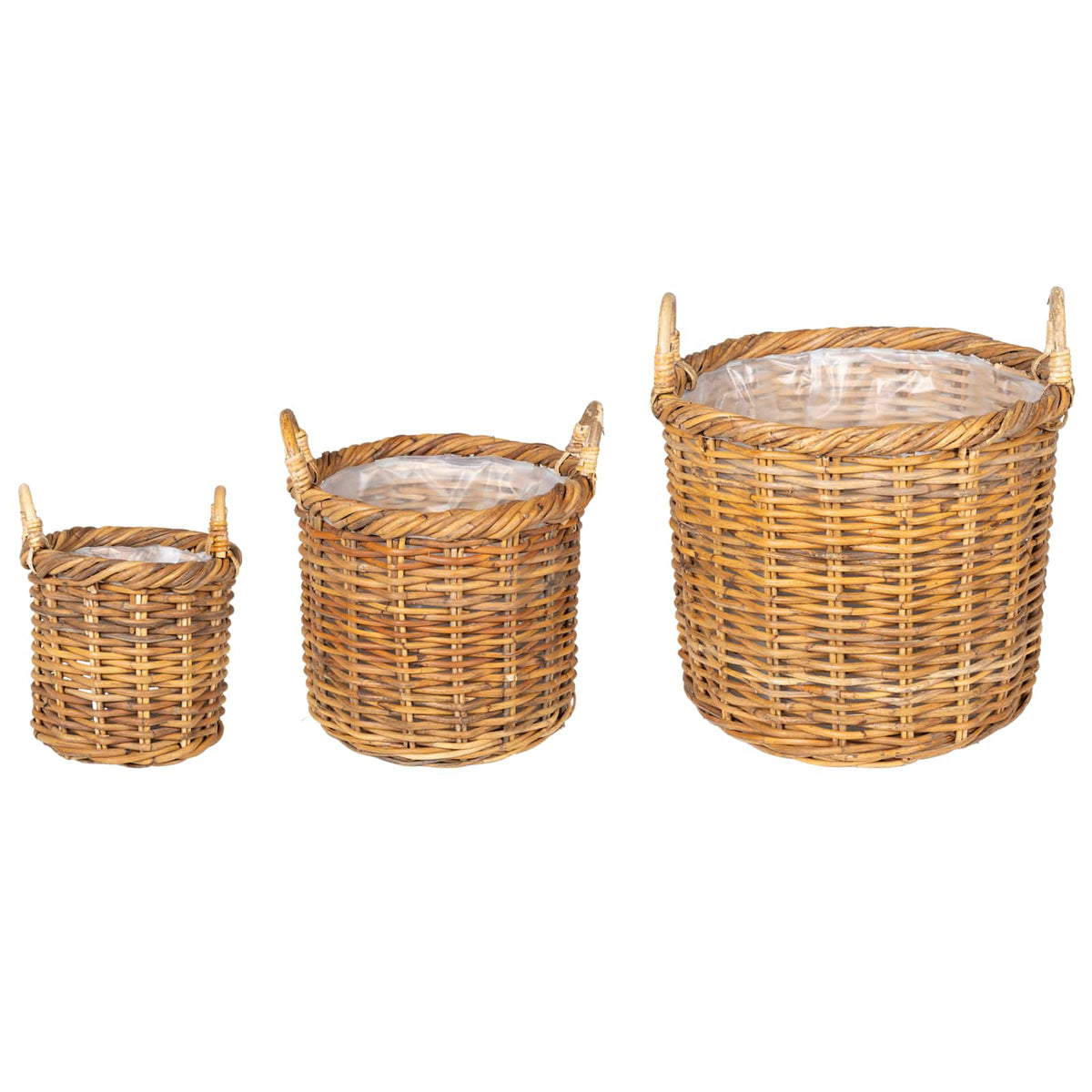 Planter Basket GENDT 3 pcs Natural Brown Kubu Rattan