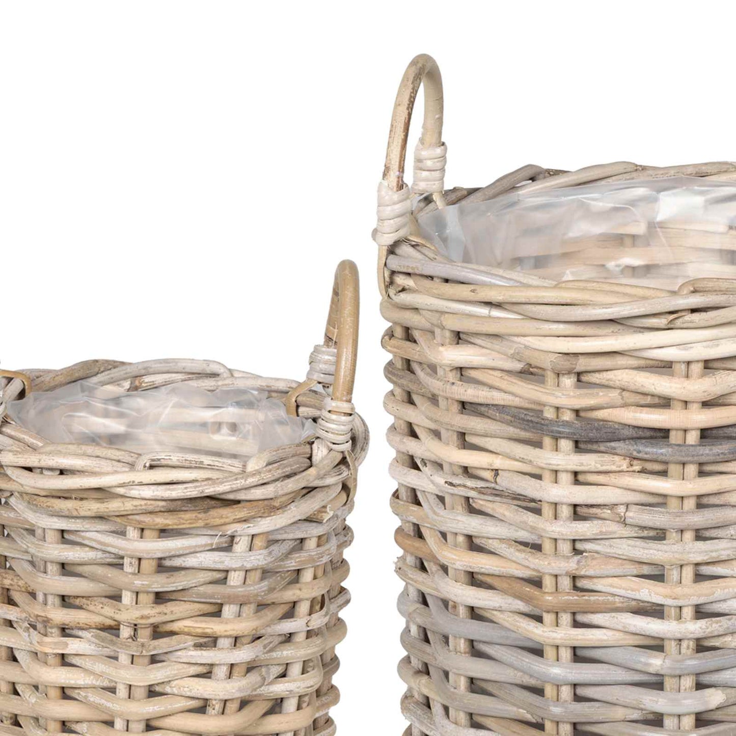 Planter Basket with Storage 2 pcs Natural Grey Kubu Rattan