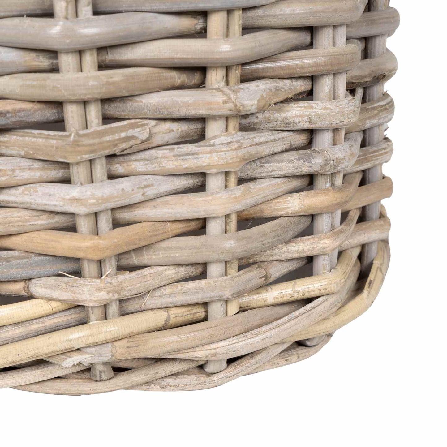 Planter Basket with Storage 2 pcs Natural Grey Kubu Rattan