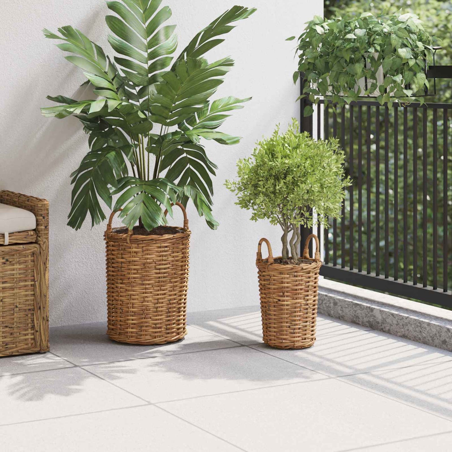 Planter Basket with Storage 2 pcs Brown