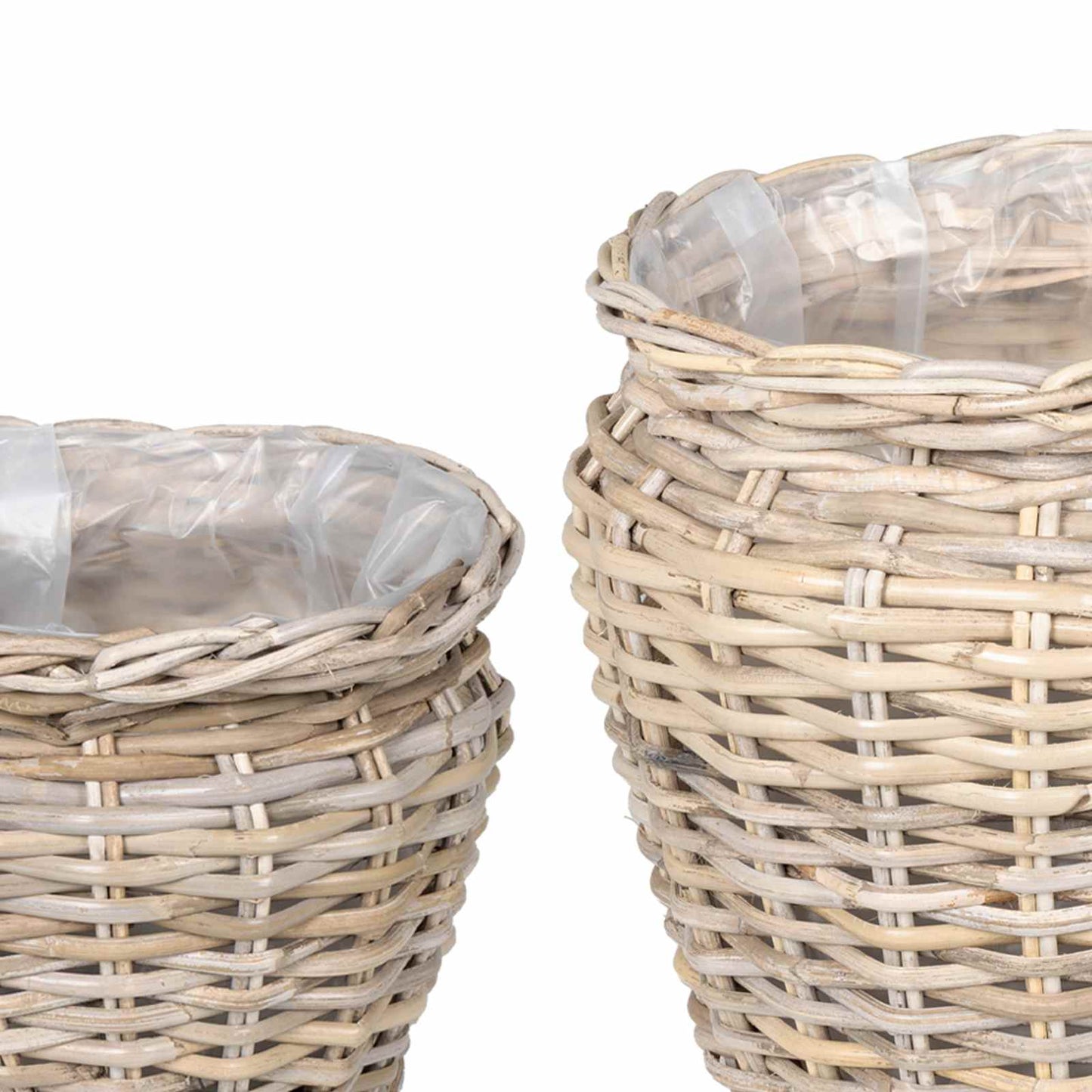 Planter Basket with Storage 2 pcs Natural Grey Kubu Rattan