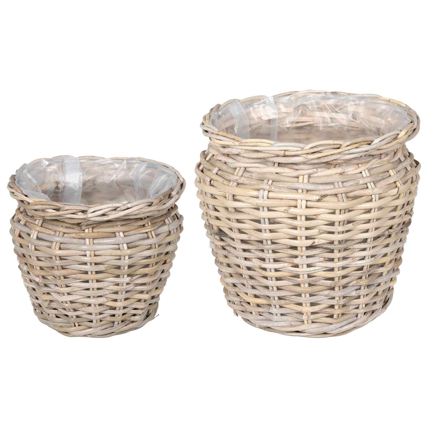 Planter Basket with Storage 2 pcs Natural Grey Kubu Rattan
