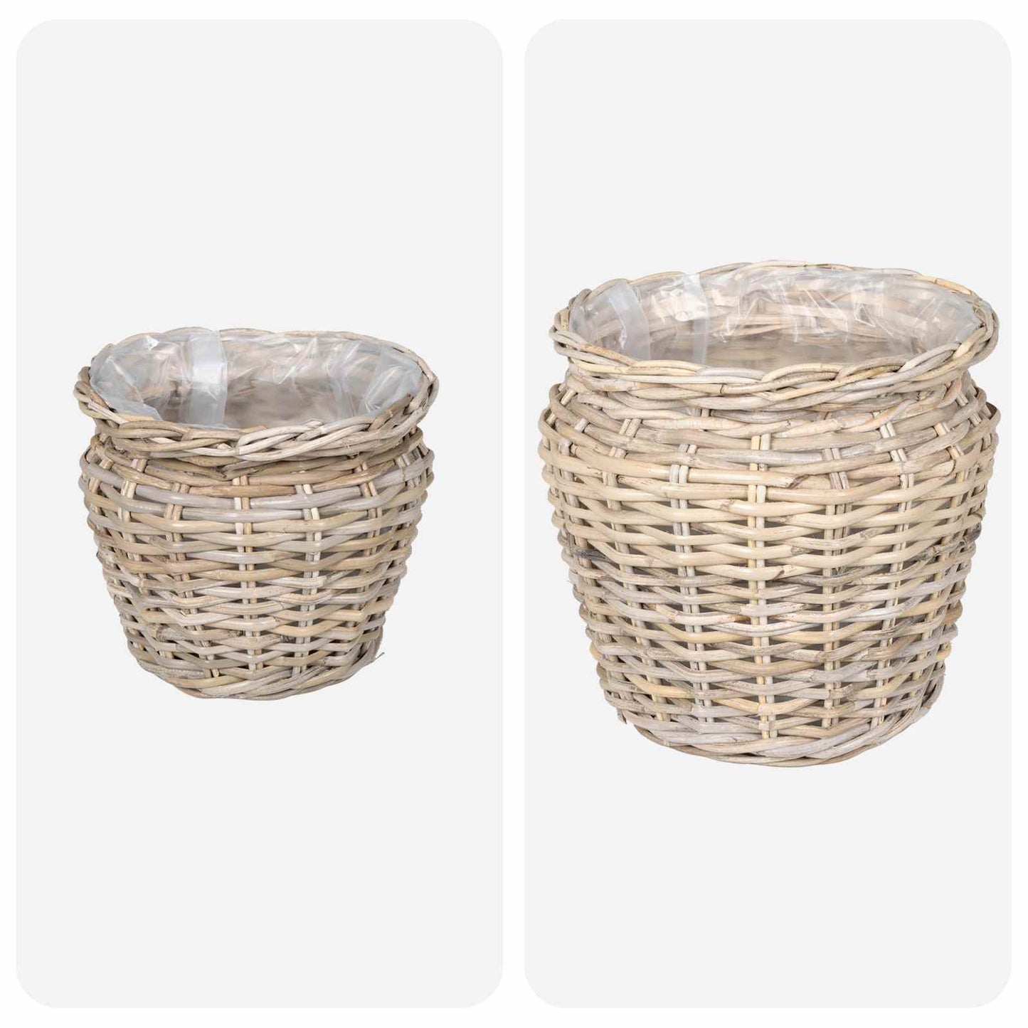 Planter Basket with Storage 2 pcs Grey Lacak Rattan