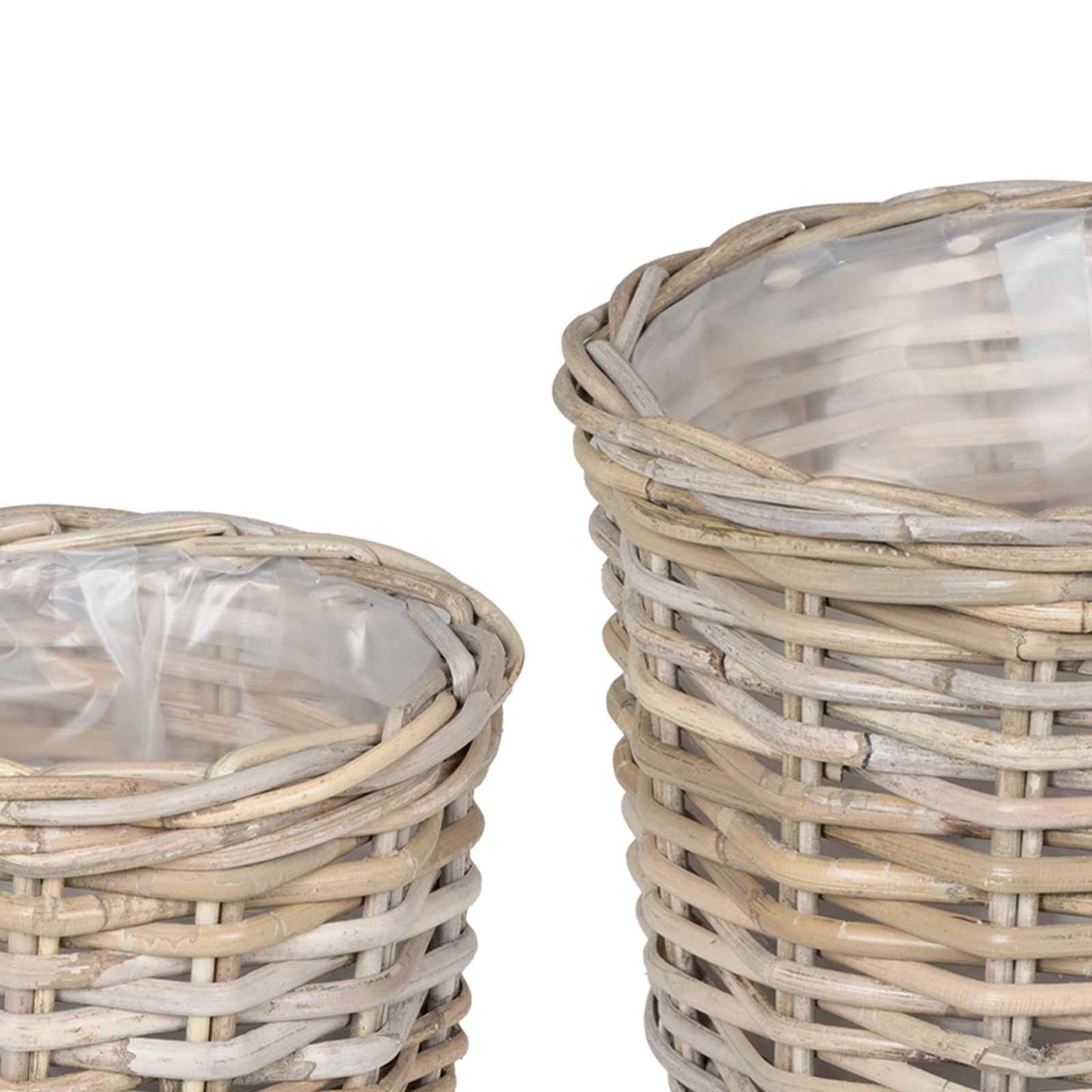 Planter Basket with Storage 2 pcs Natural Grey Kubu Rattan