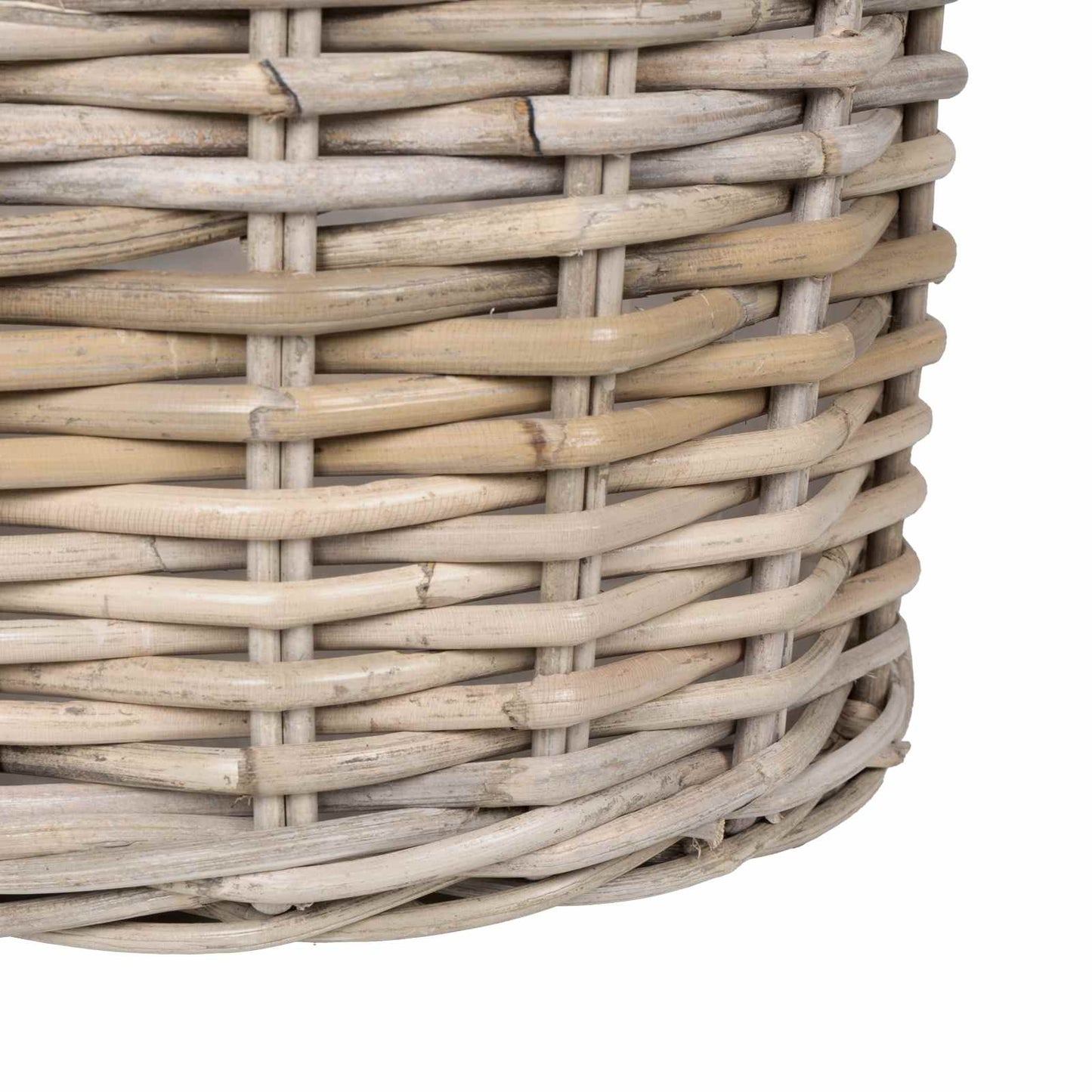 Planter Basket with Storage 2 pcs Natural Grey Kubu Rattan