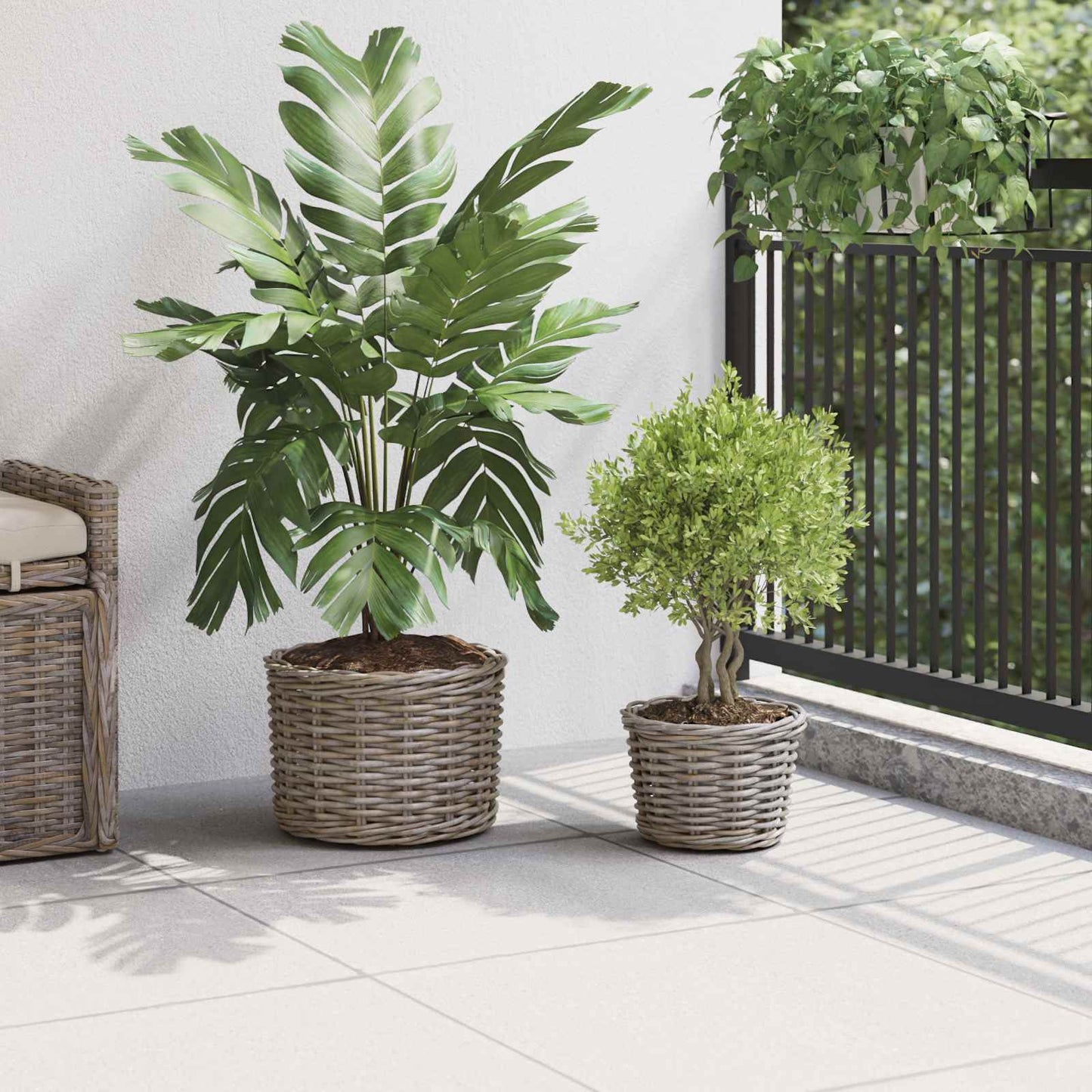 Planter Basket with Storage 2 pcs Grey