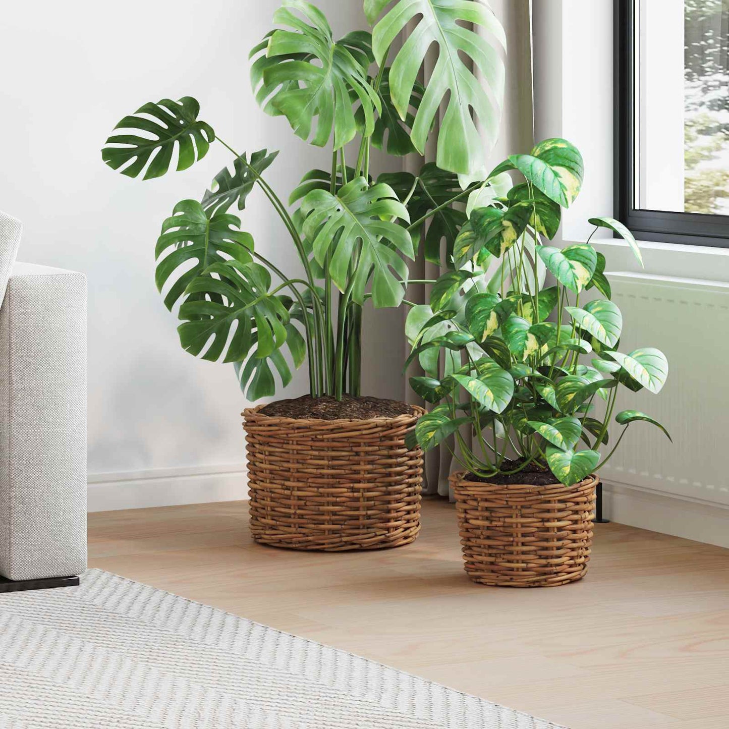 Planter Basket with Storage 2 pcs Brown