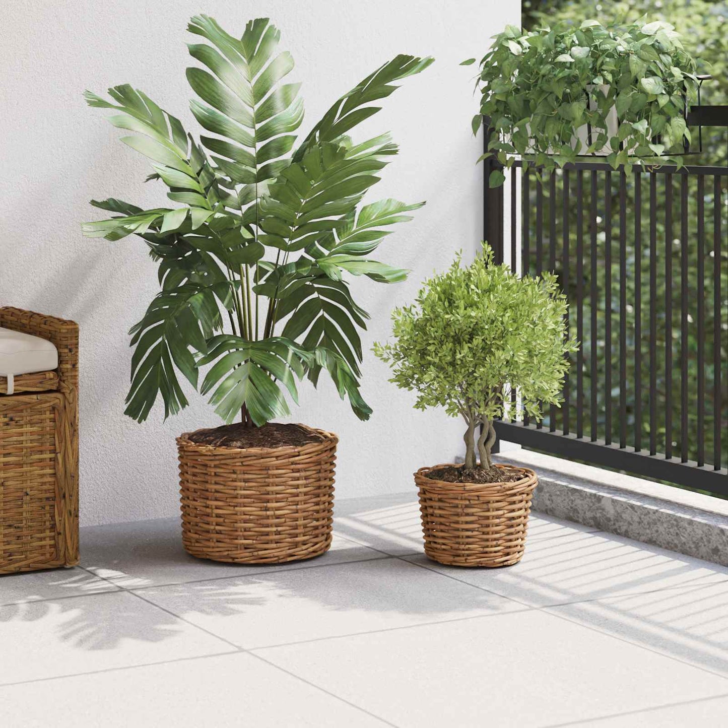 Planter Basket with Storage 2 pcs Brown