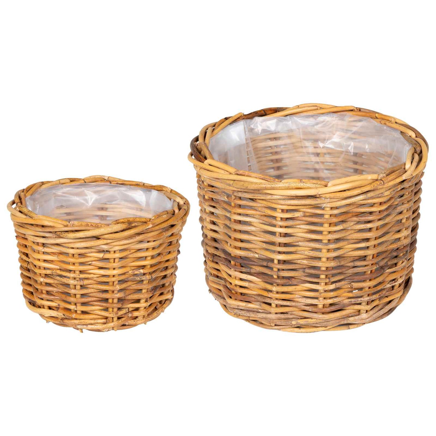 Planter Basket with Storage 2 pcs Natural Brown Kubu Rattan