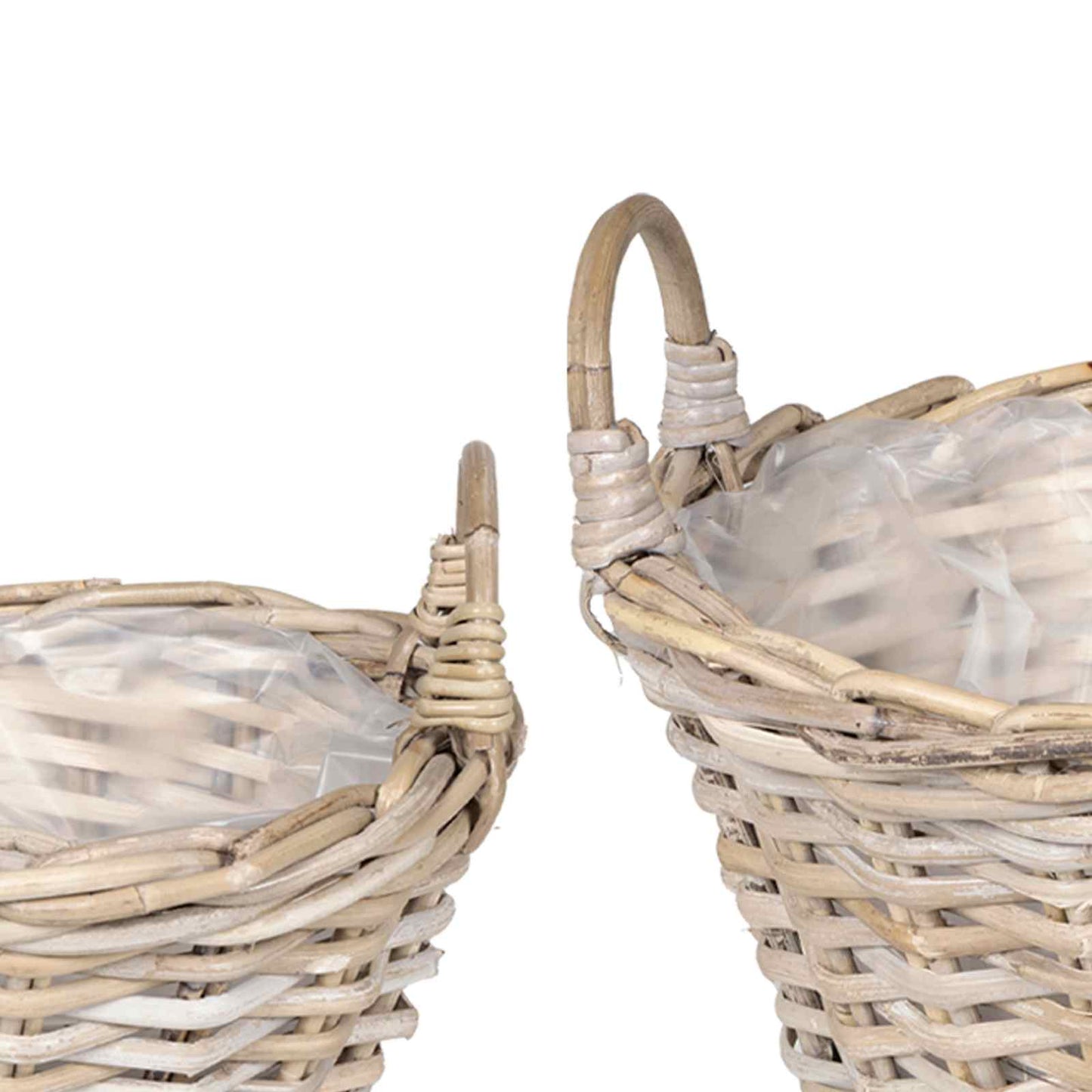 Planter Basket with Storage 2 pcs Natural Grey Kubu Rattan