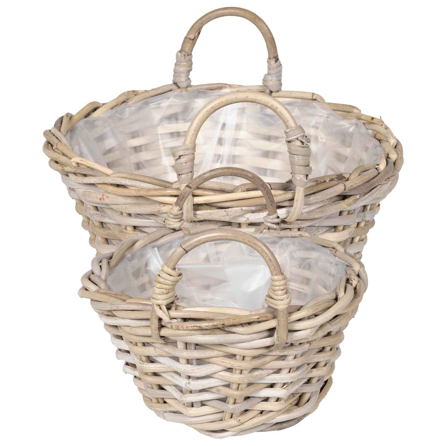 Planter Basket with Storage 2 pcs Natural Grey Kubu Rattan