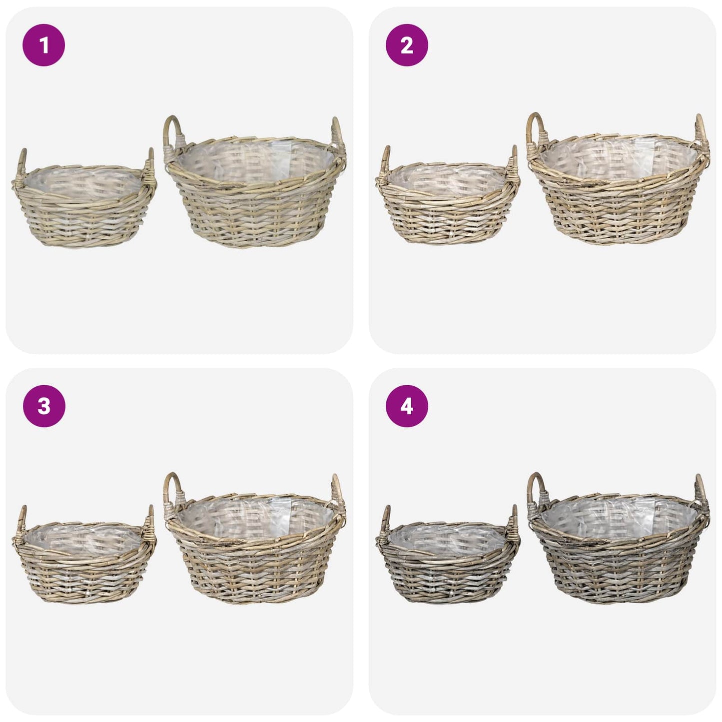Planter Basket GENDT 2 pcs Natural Grey Kubu Rattan