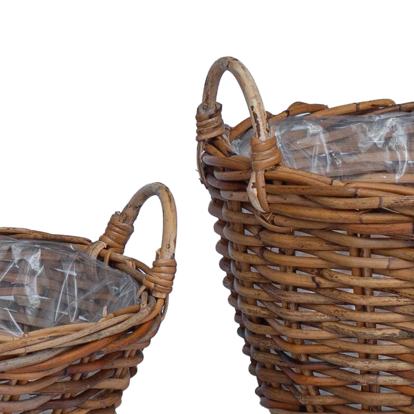 Planter Basket with Storage 2 pcs Brown Lacak Rattan
