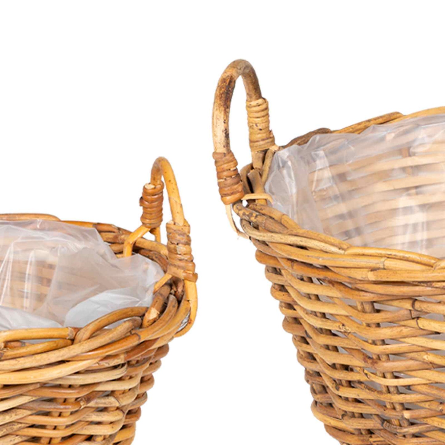 Planter Basket with Storage 2 pcs Natural Brown Kubu Rattan