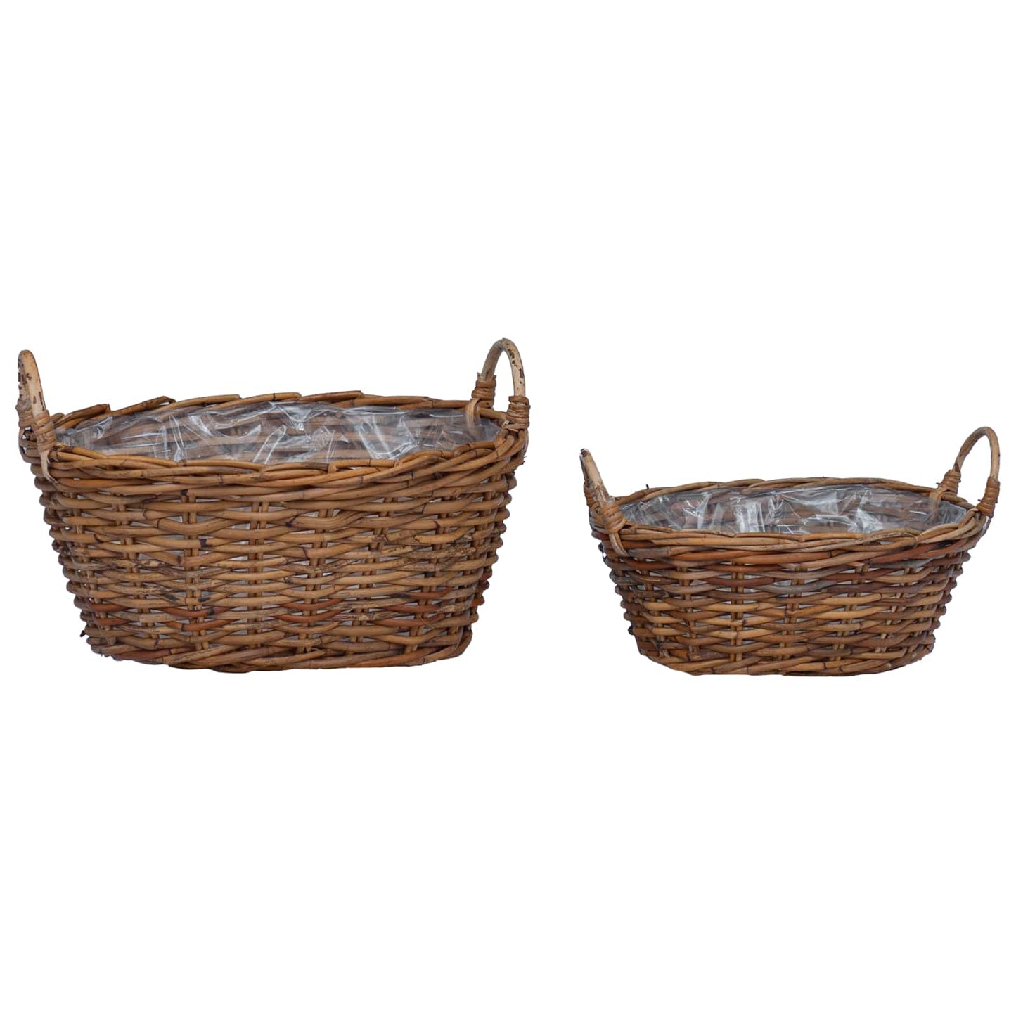 Planter Basket with Storage 2 pcs Brown Lacak Rattan
