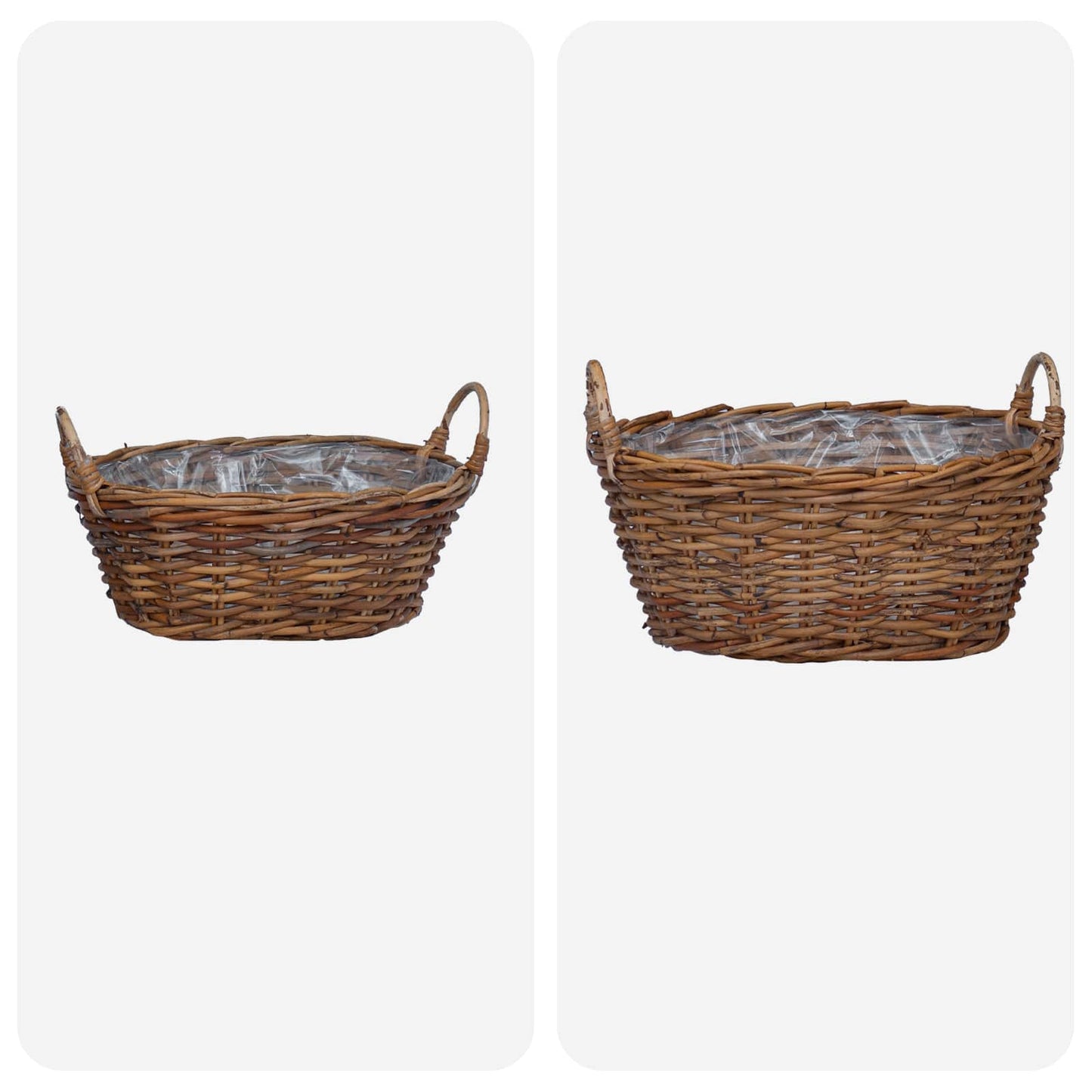 Planter Basket with Storage 2 pcs Brown Lacak Rattan