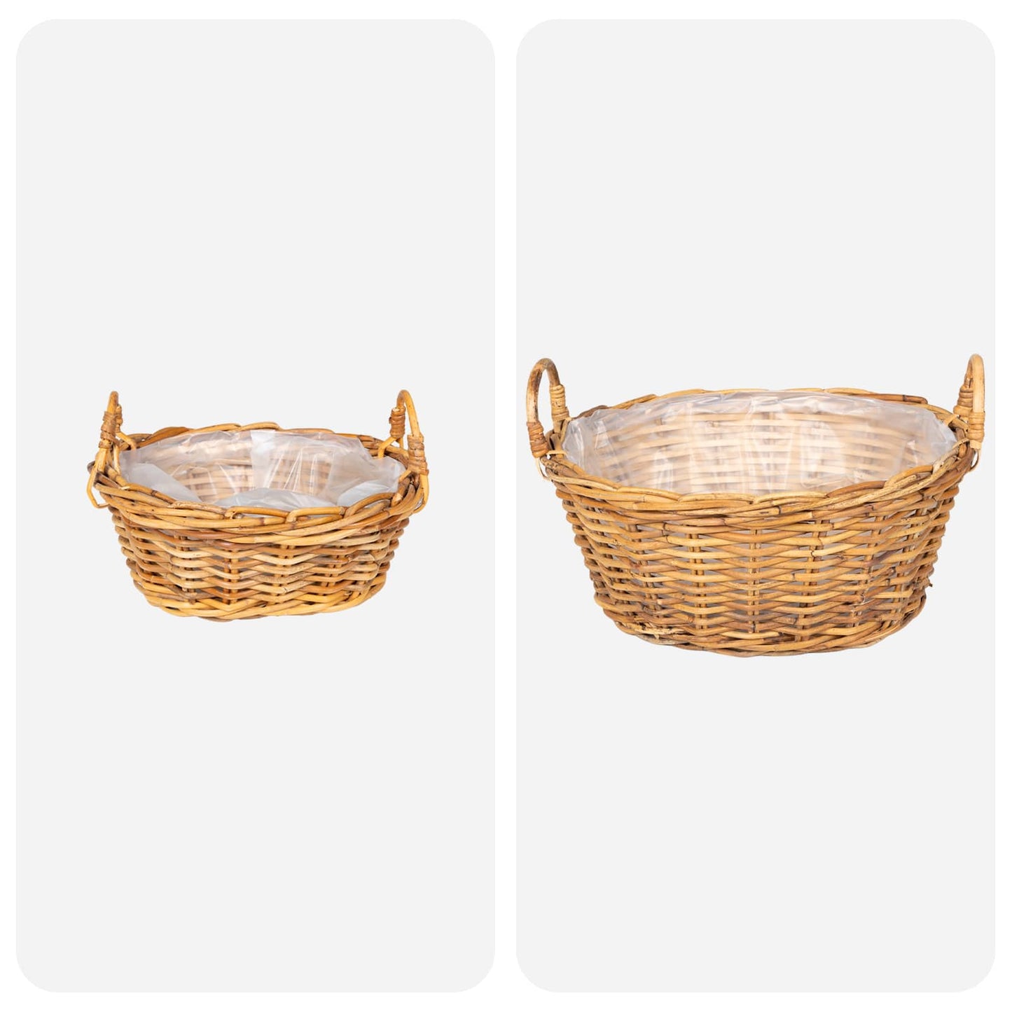 Planter Basket with Storage 2 pcs Natural Brown Kubu Rattan
