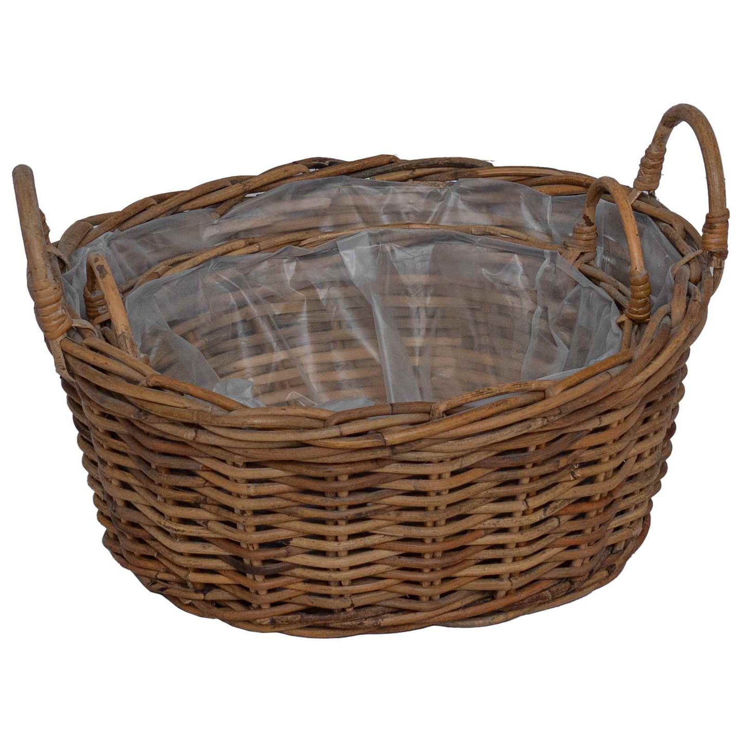 Planter Basket with Storage 2 pcs Brown Lacak Rattan