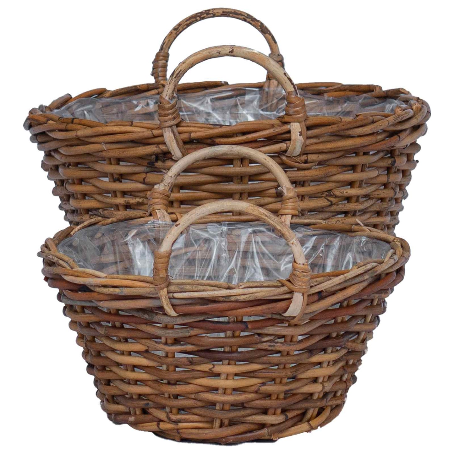 Planter Basket with Storage 2 pcs Brown Lacak Rattan