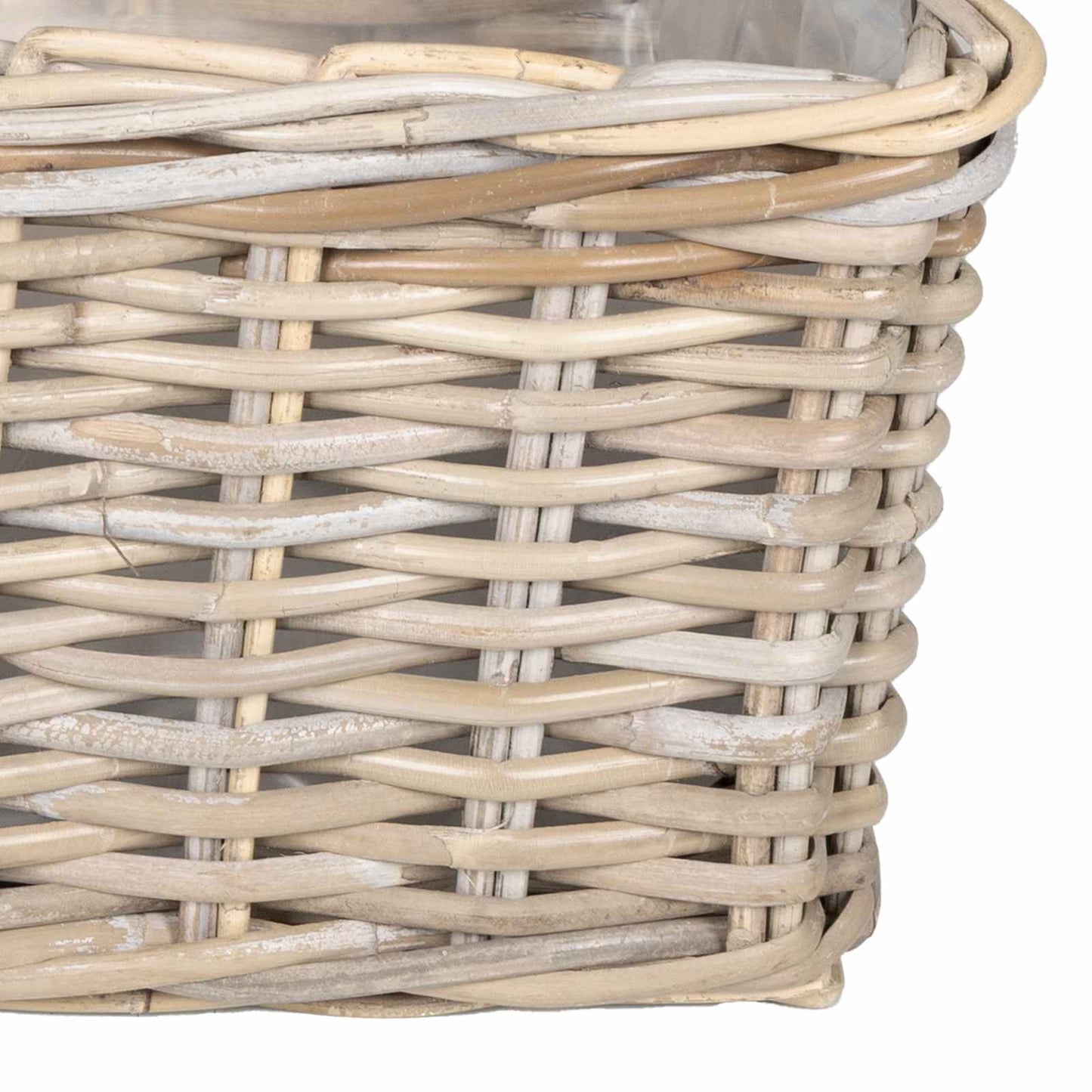Planter Basket with Storage 3 pcs Natural Grey Kubu Rattan
