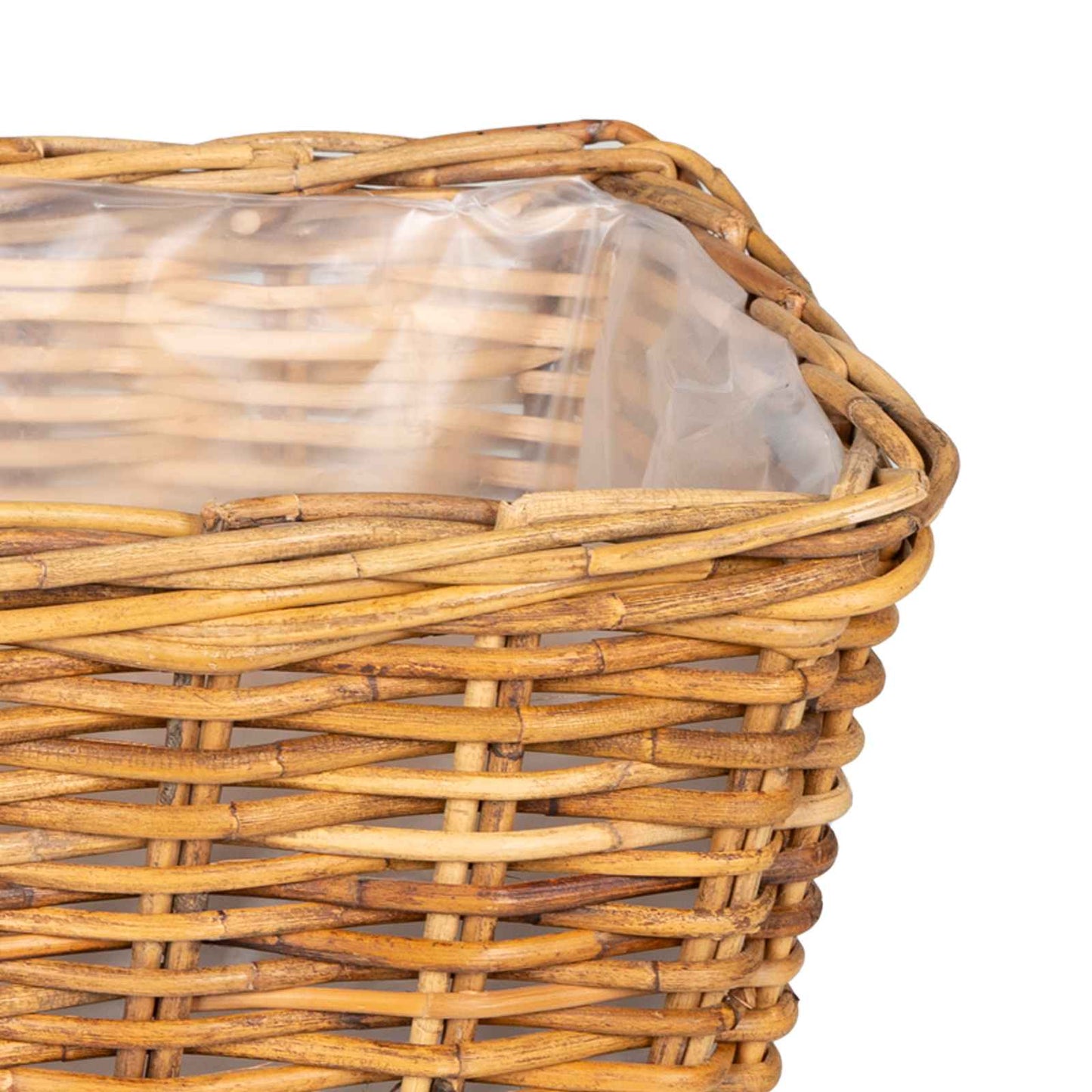 Planter Basket with Storage 3 pcs Natural Brown Kubu Rattan