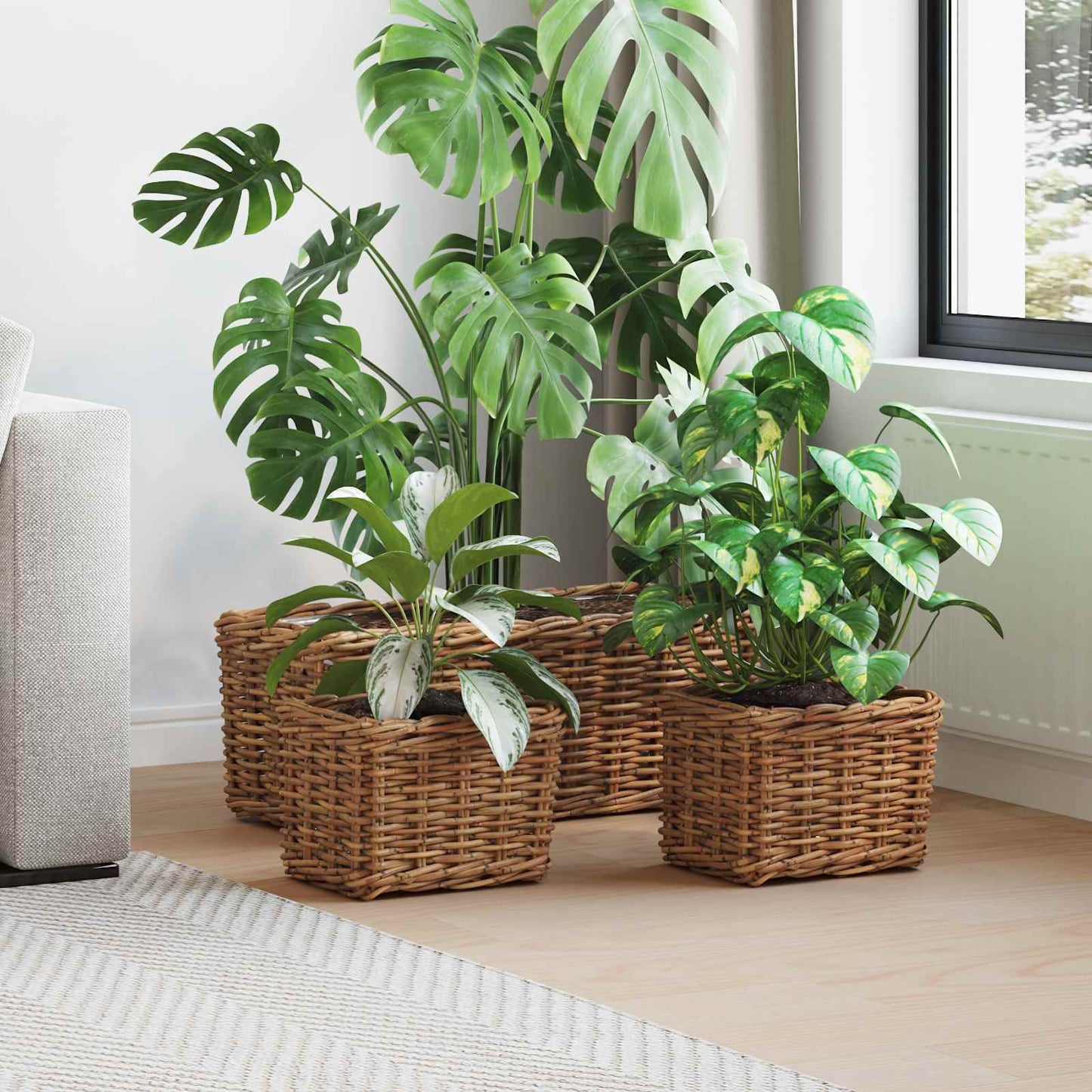 Planter Basket with Storage 3 pcs Brown