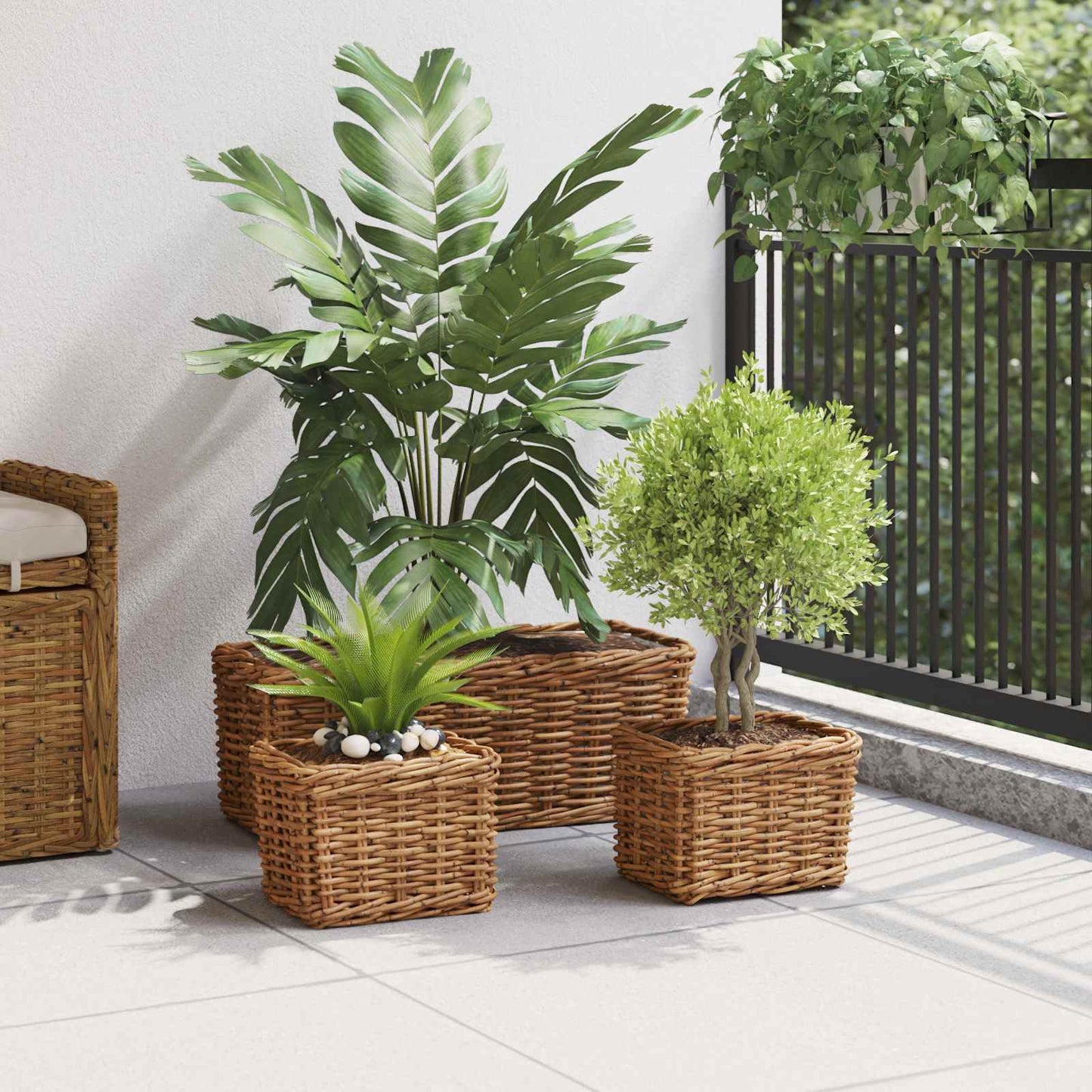 Planter Basket with Storage 3 pcs Brown